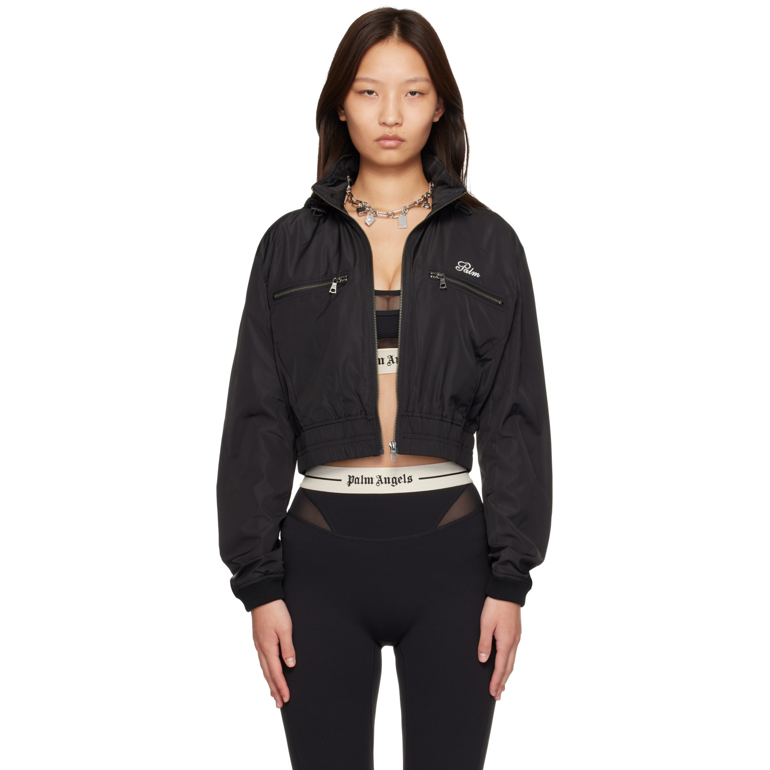 Palm Angels Black 'Palm' Sway Windbreaker Jacket