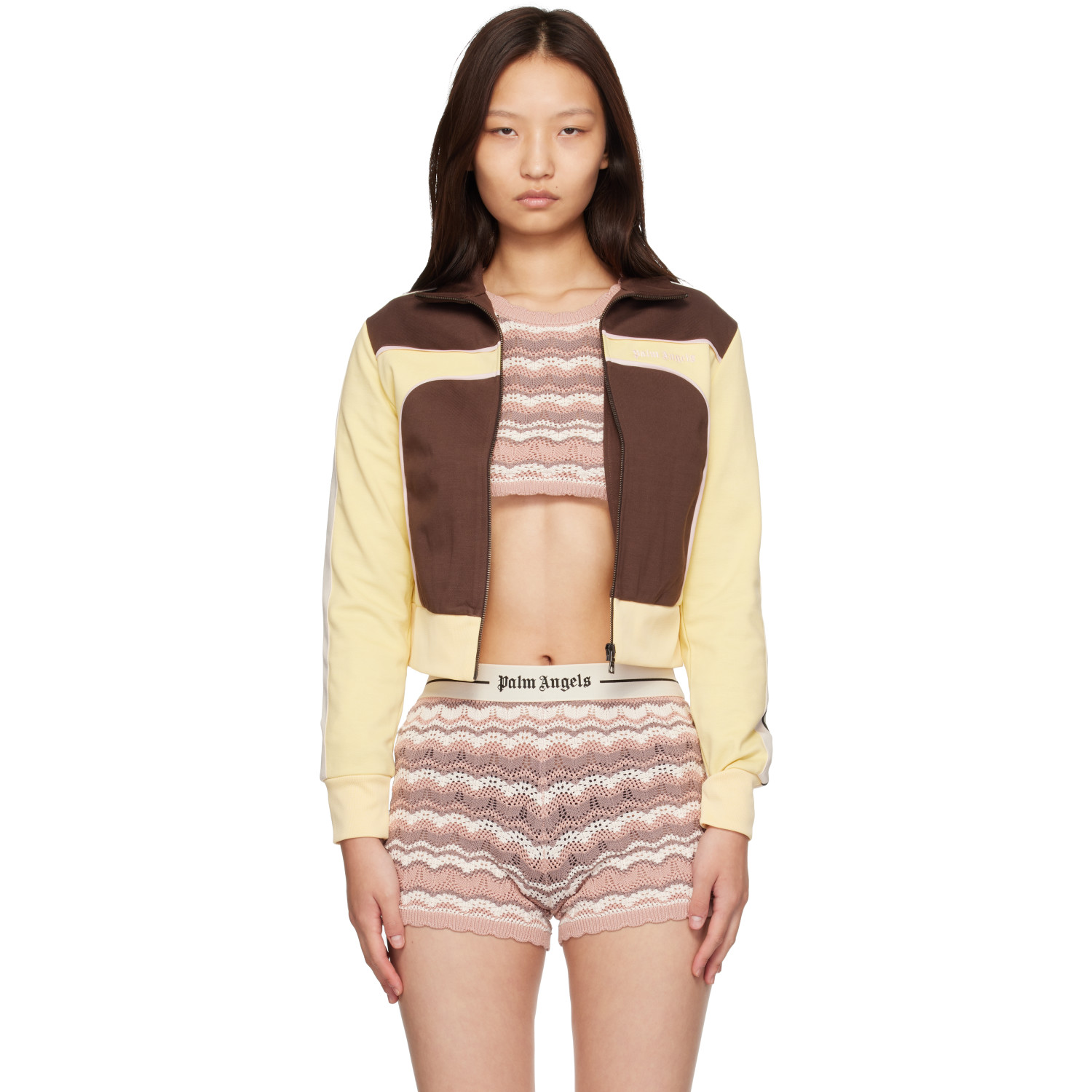 Palm Angels Yellow & Brown Colorblock Track Jacket