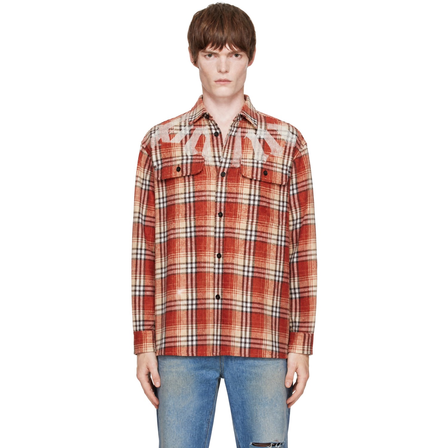 Palm Angels Orange Big Neck Logo Loose Overshirt