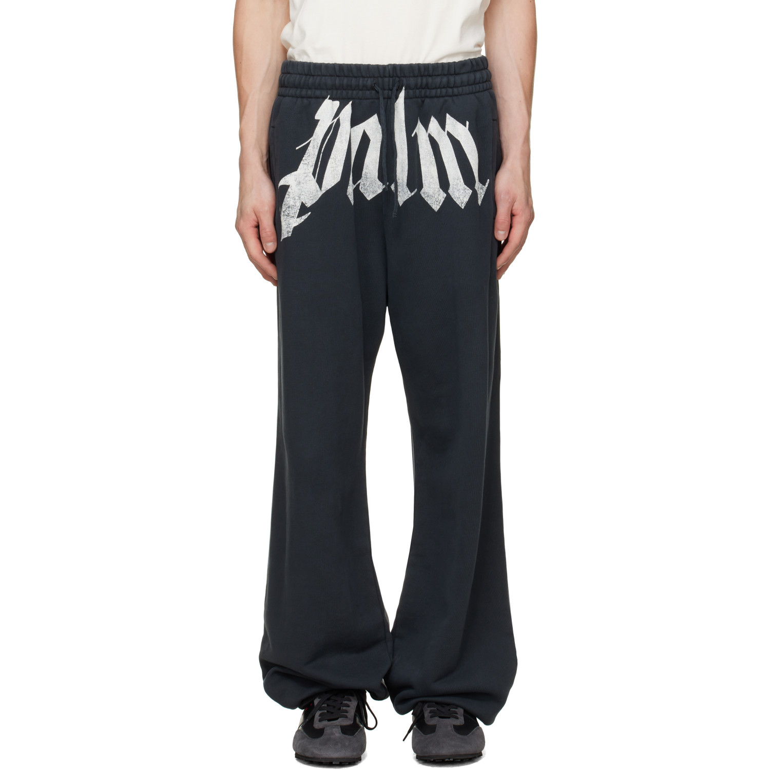 Palm Angels Black Big Waist Logo Sweatpants