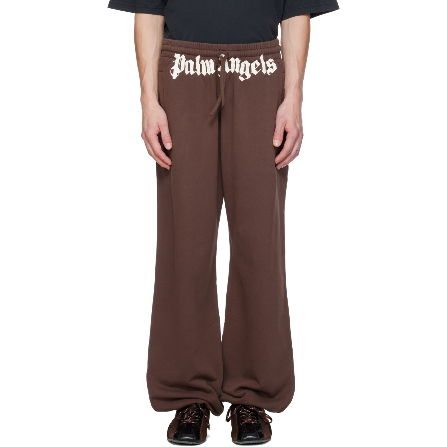 Palm Angels Brown Waist Logo Sweatpants