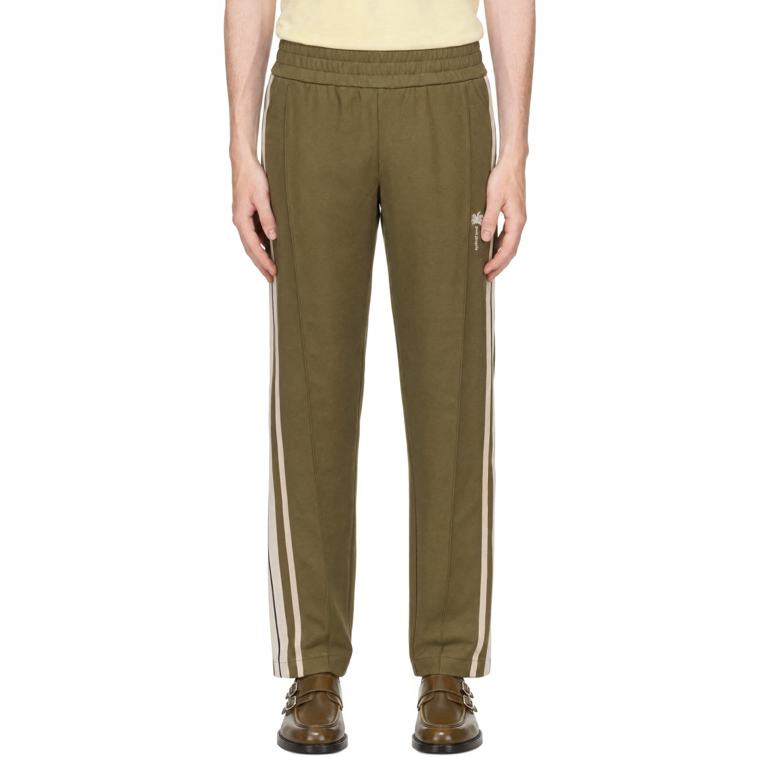 Palm Angels Khaki Palm Tree Striped Track Pants