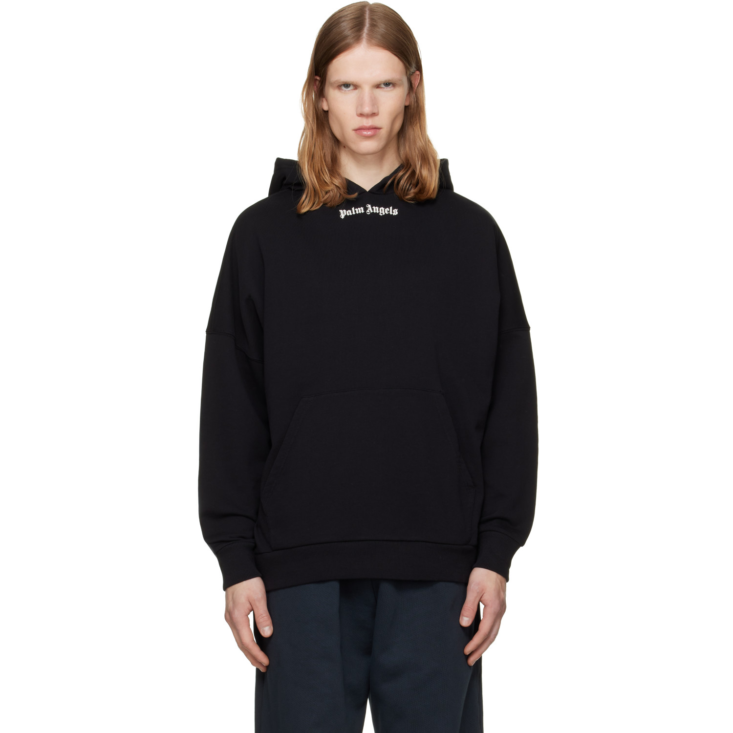Palm Angels Black Classic Logo Over Hoodie