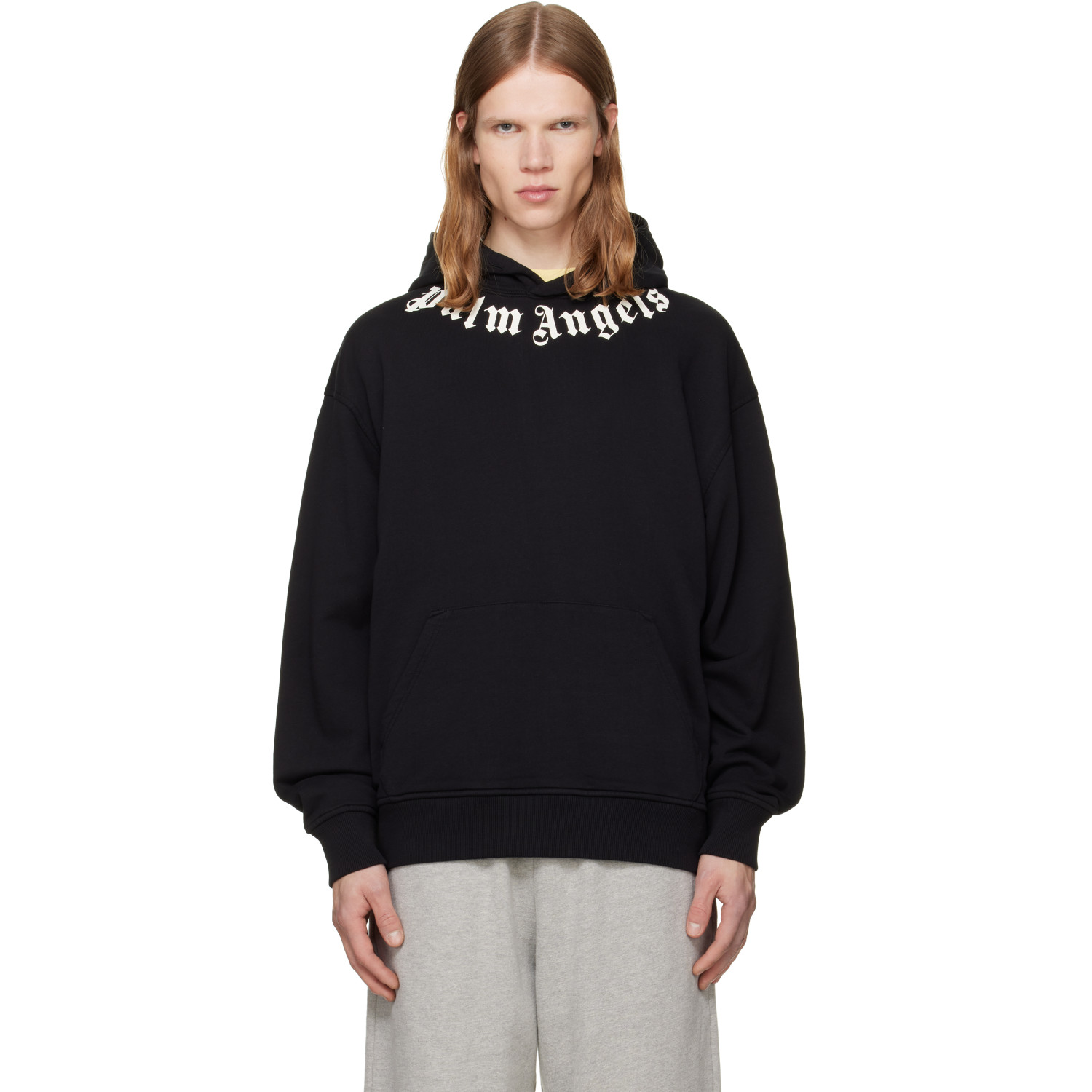 Palm Angels Black Neck Logo Hoodie