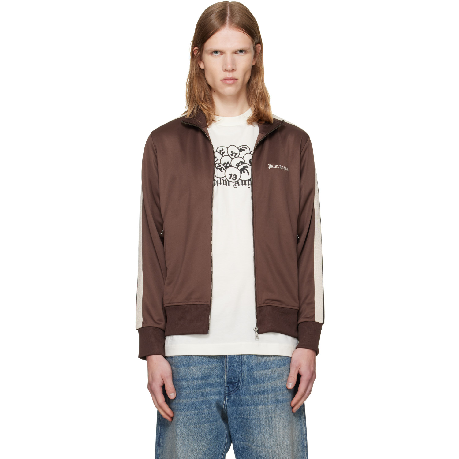 Palm Angels Brown Classic Logo Track Jacket