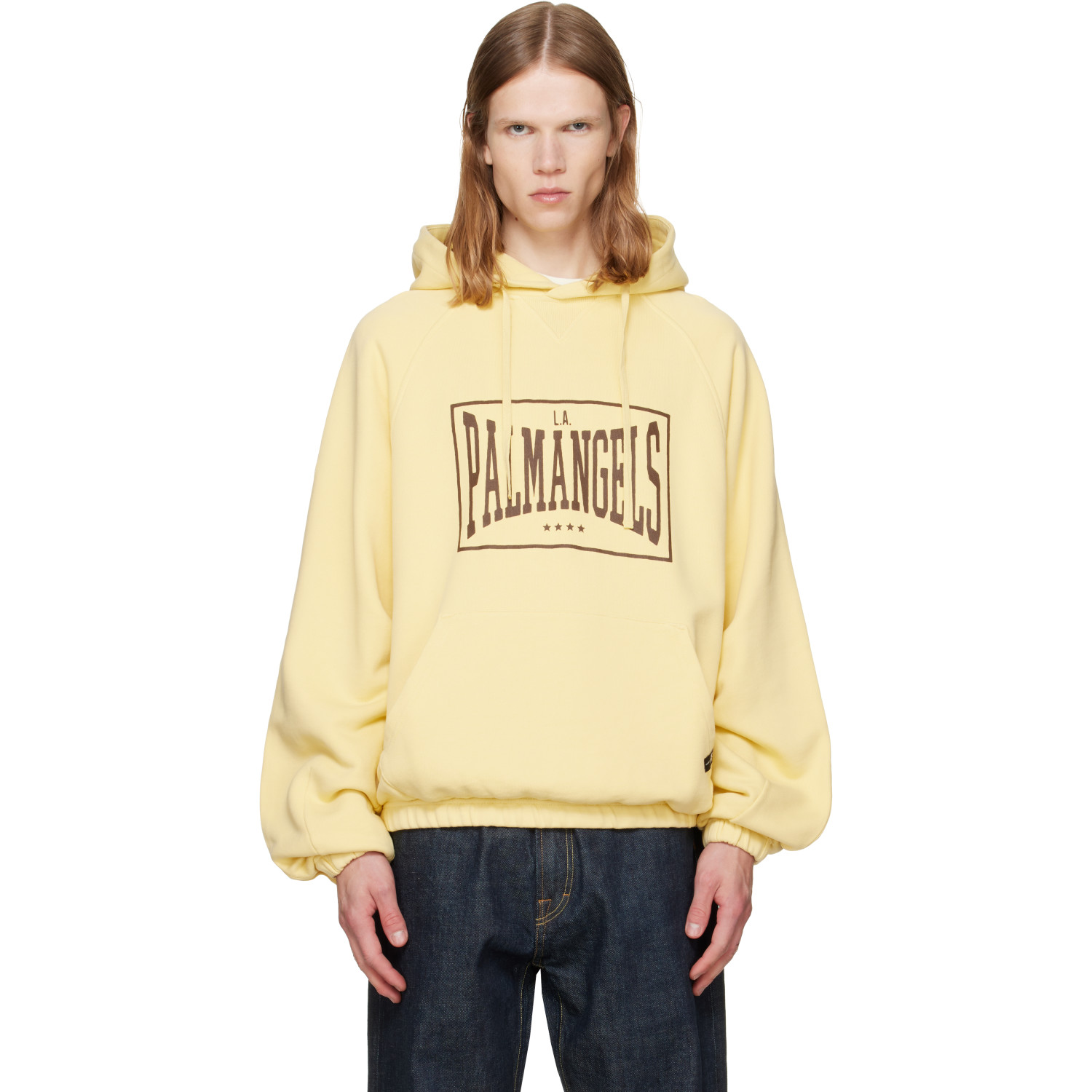 Palm Angels Yellow Vintage Box Logo Loose Hoodie