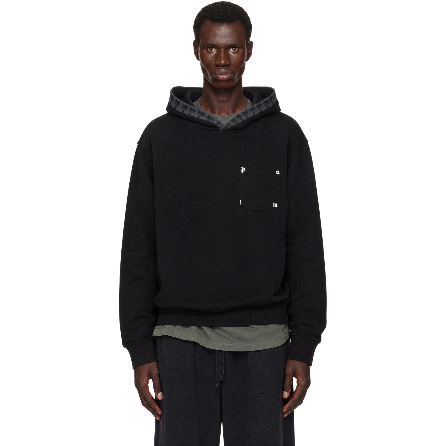 Palm Angels Black Palm Rib Loose Hoodie
