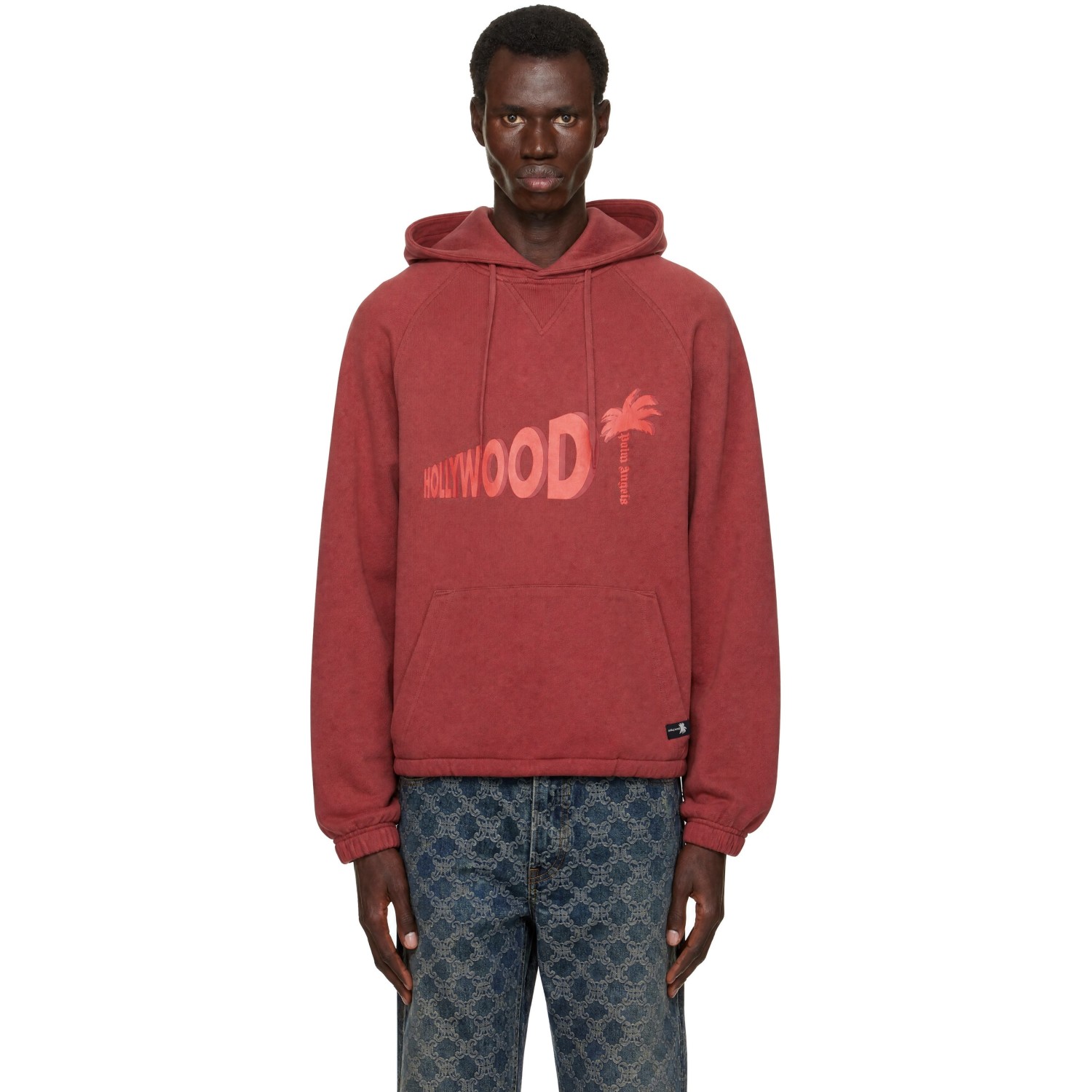 Palm Angels Red Sunset Blvd Palm Loose Hoodie