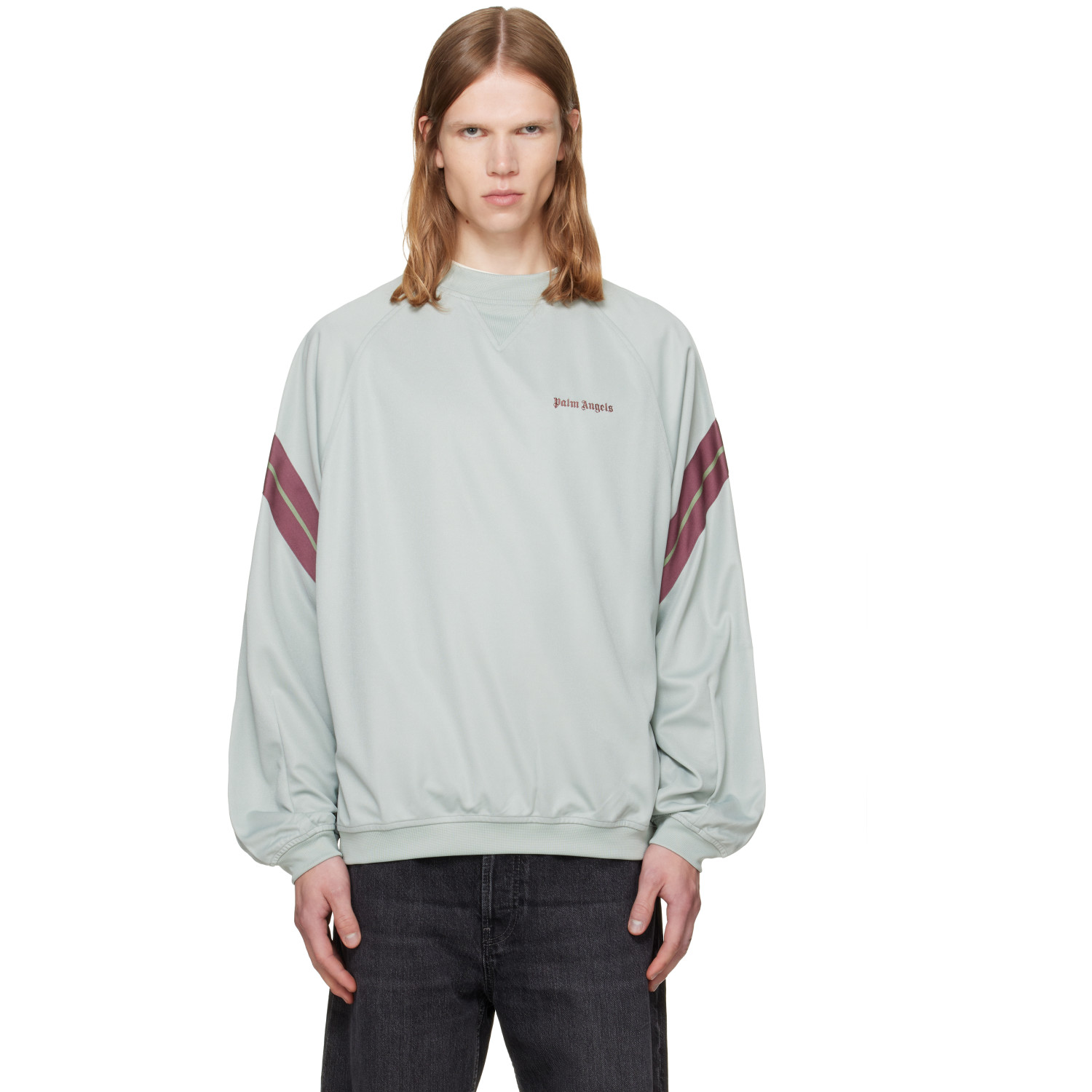 Palm Angels Blue Urban Logo Track Crewneck Sweatshirt