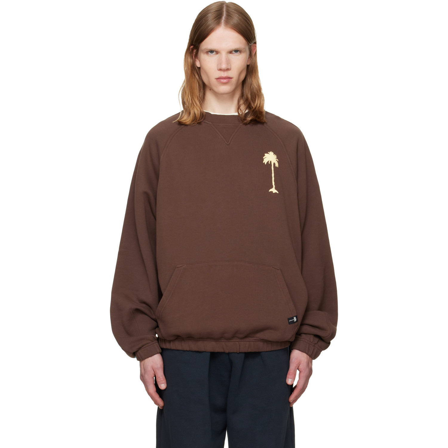Palm Angels Brown 'Feel High' Regular Crewneck Sweatshirt