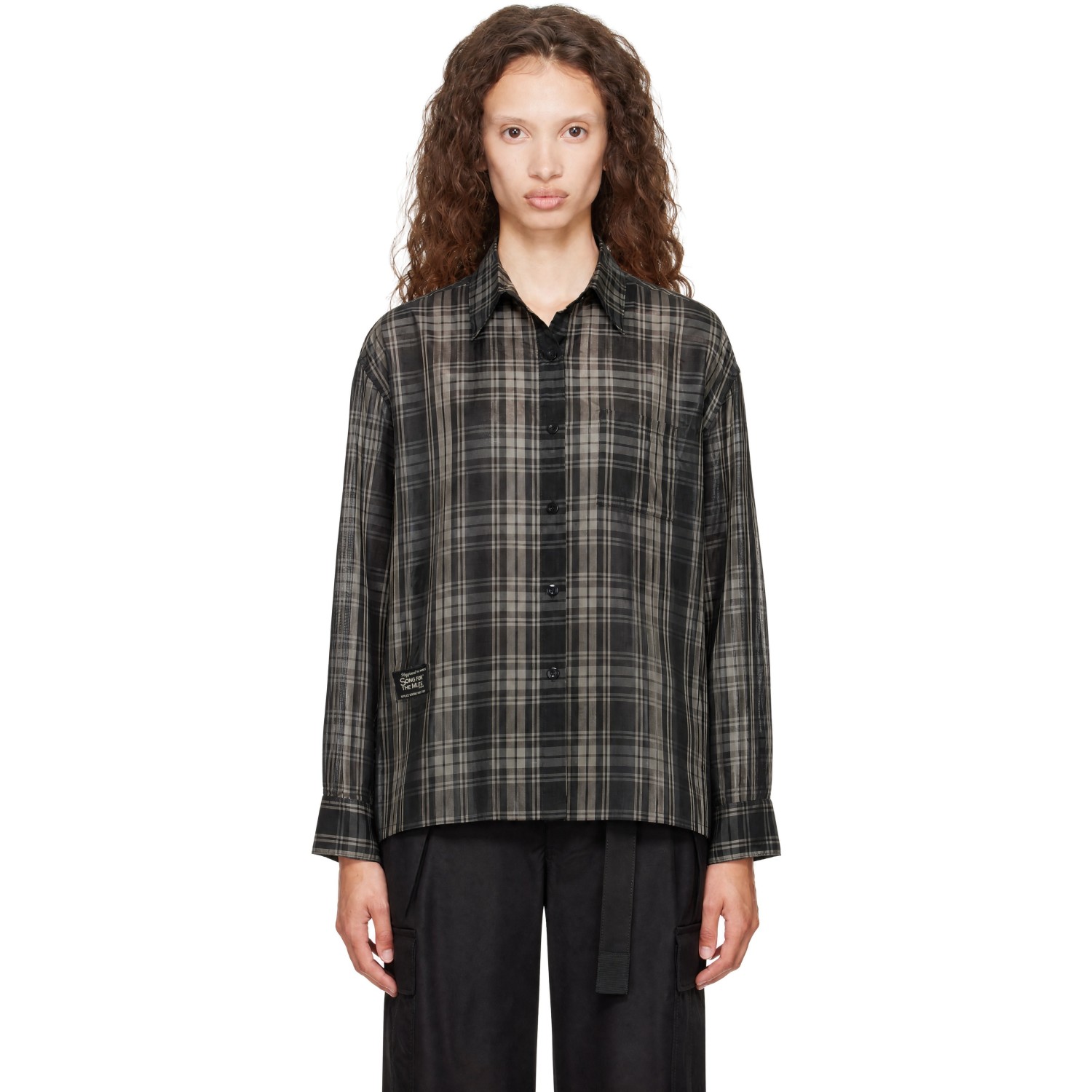 Song for the Mute Black & Beige L/S Cropped School Shirt