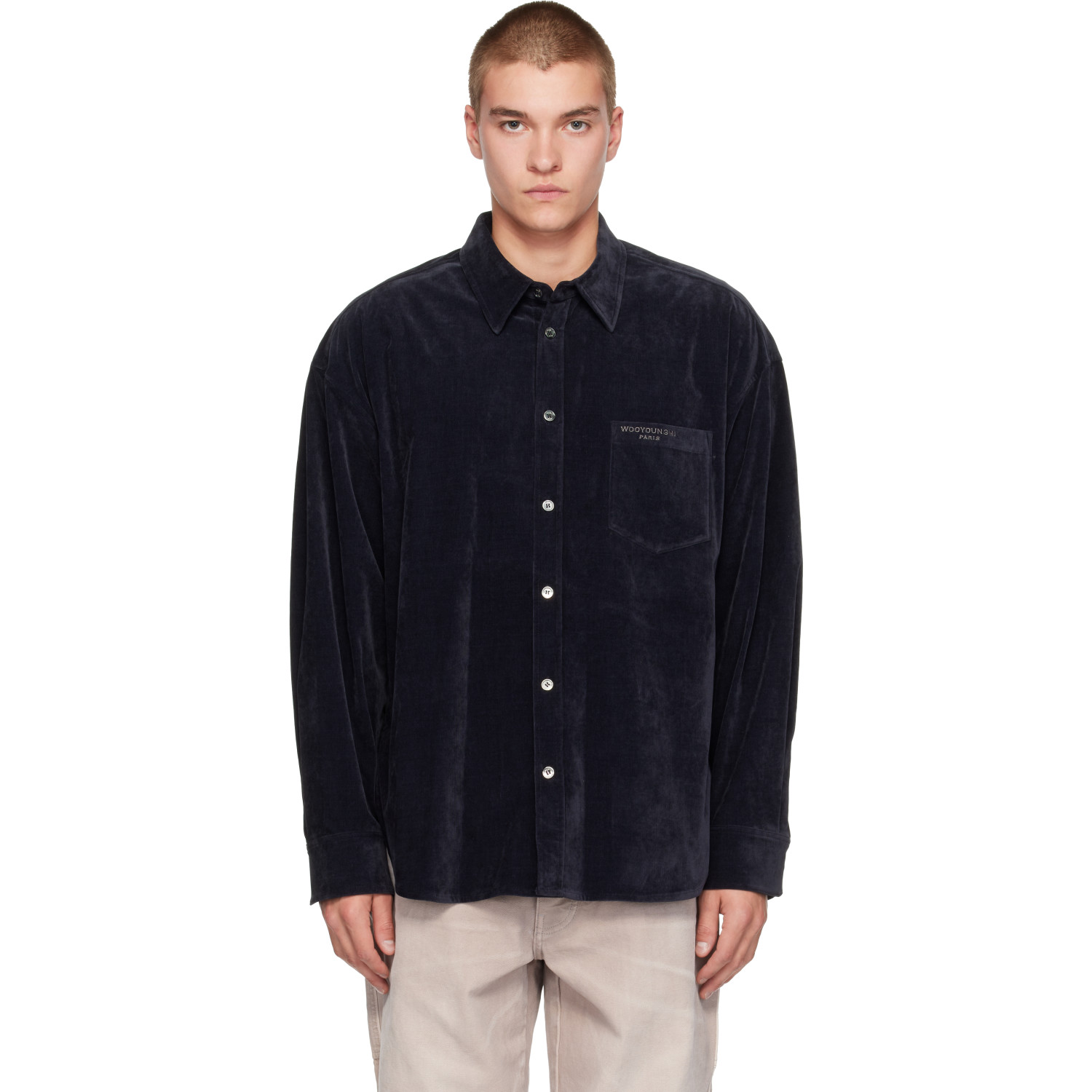 WOOYOUNGMI Navy Embroidered Detail Shirt