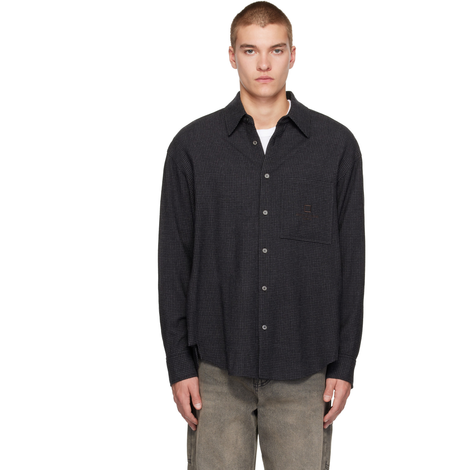 WOOYOUNGMI Gray Small Check Shirt