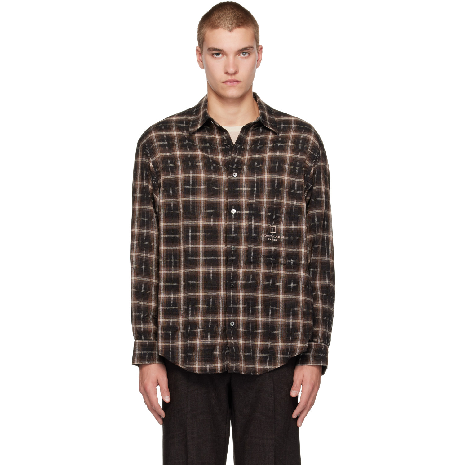 WOOYOUNGMI Brown Ombre Check Shirt