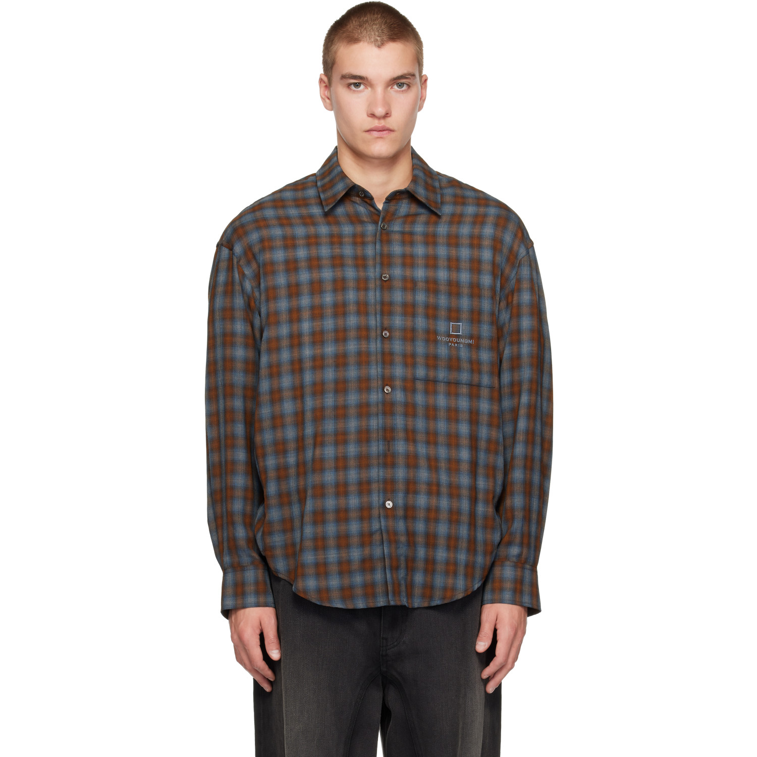 WOOYOUNGMI Navy Gradient Check Shirt
