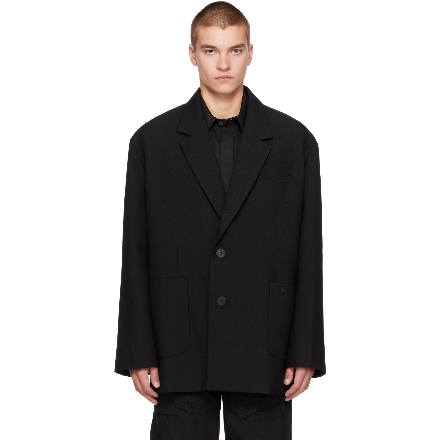 WOOYOUNGMI Black Oversized Wool Blazer