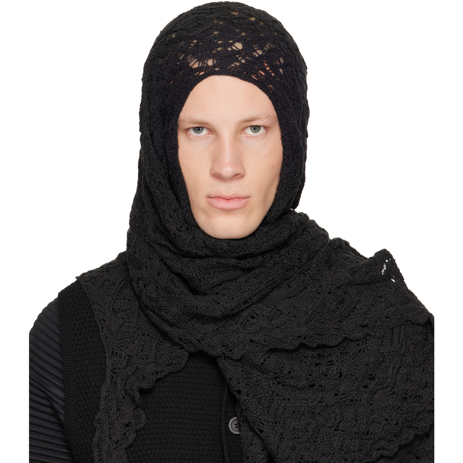 HOMME PLISSÉ ISSEY MIYAKE Black Branches & Leaves May Scarf