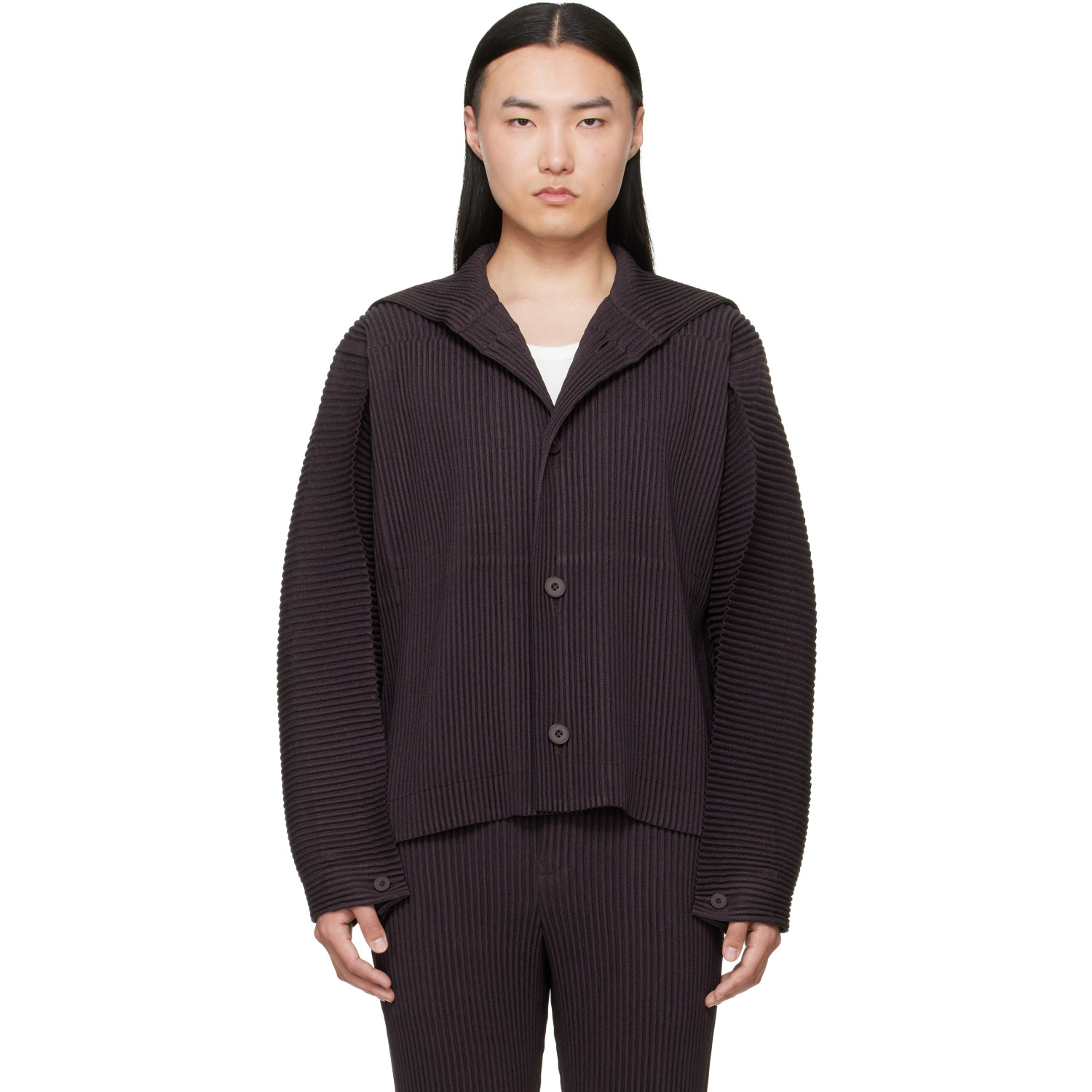 HOMME PLISSÉ ISSEY MIYAKE Brown Linen Like Jacket