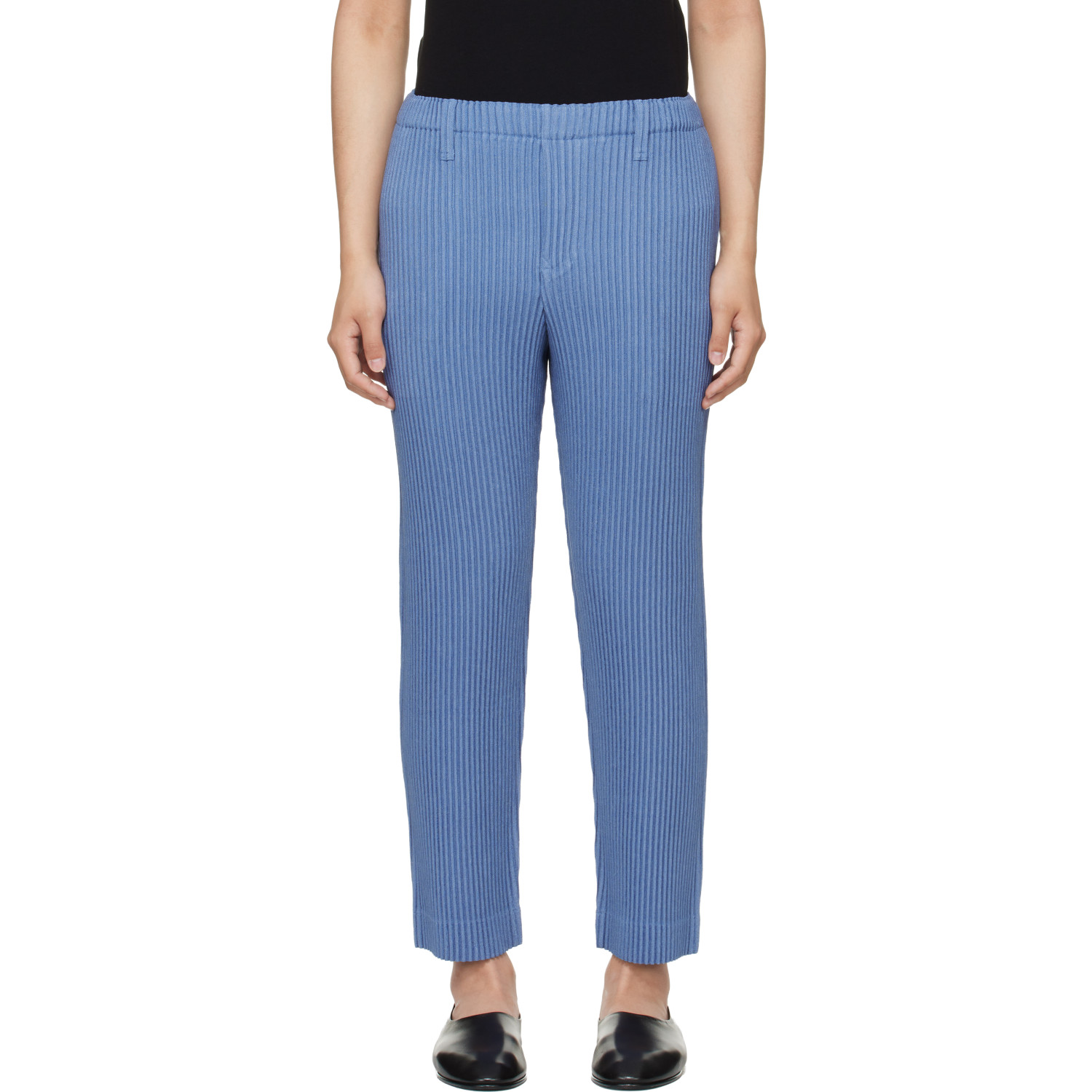 HOMME PLISSÉ ISSEY MIYAKE Blue Linen Like Trousers