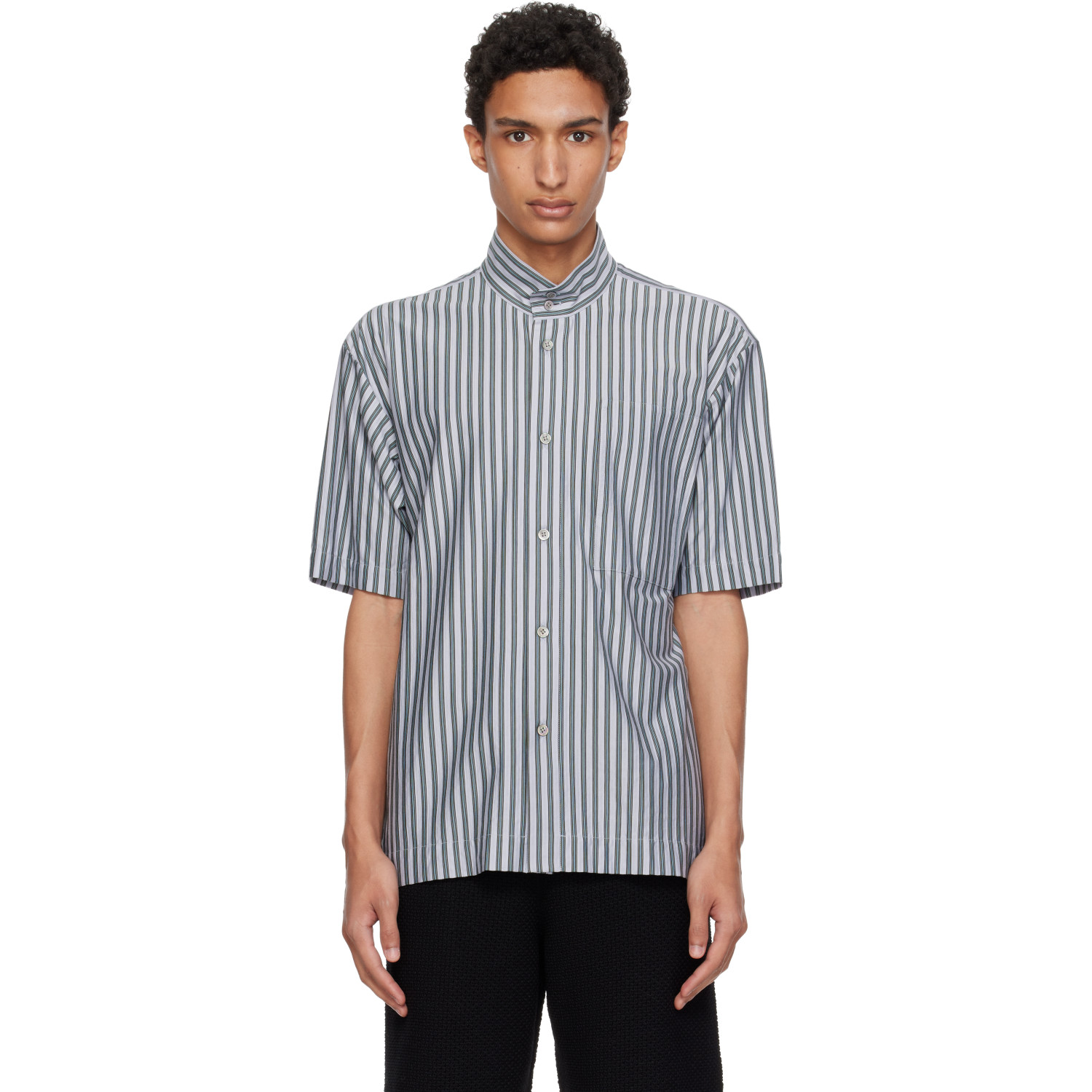 HOMME PLISSÉ ISSEY MIYAKE Blue Stripe Jersey Shirt