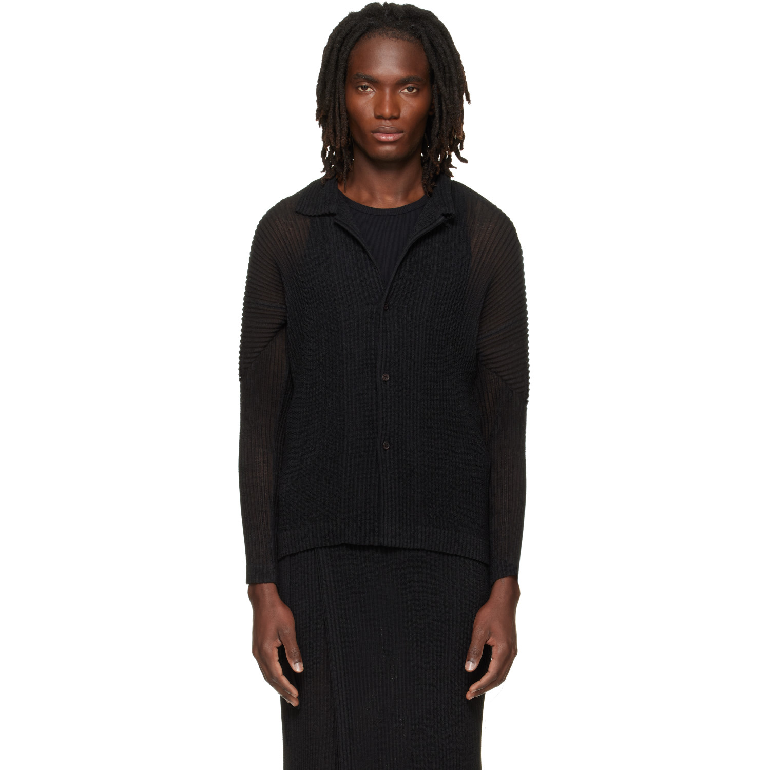 HOMME PLISSÉ ISSEY MIYAKE Black Rustic Mesh Shirt