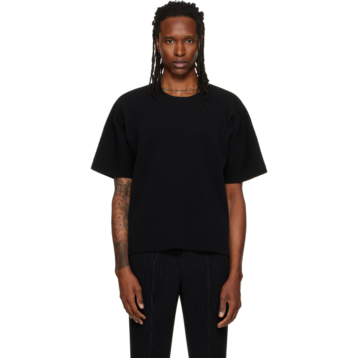 HOMME PLISSÉ ISSEY MIYAKE Black Basic Knit T-shirt
