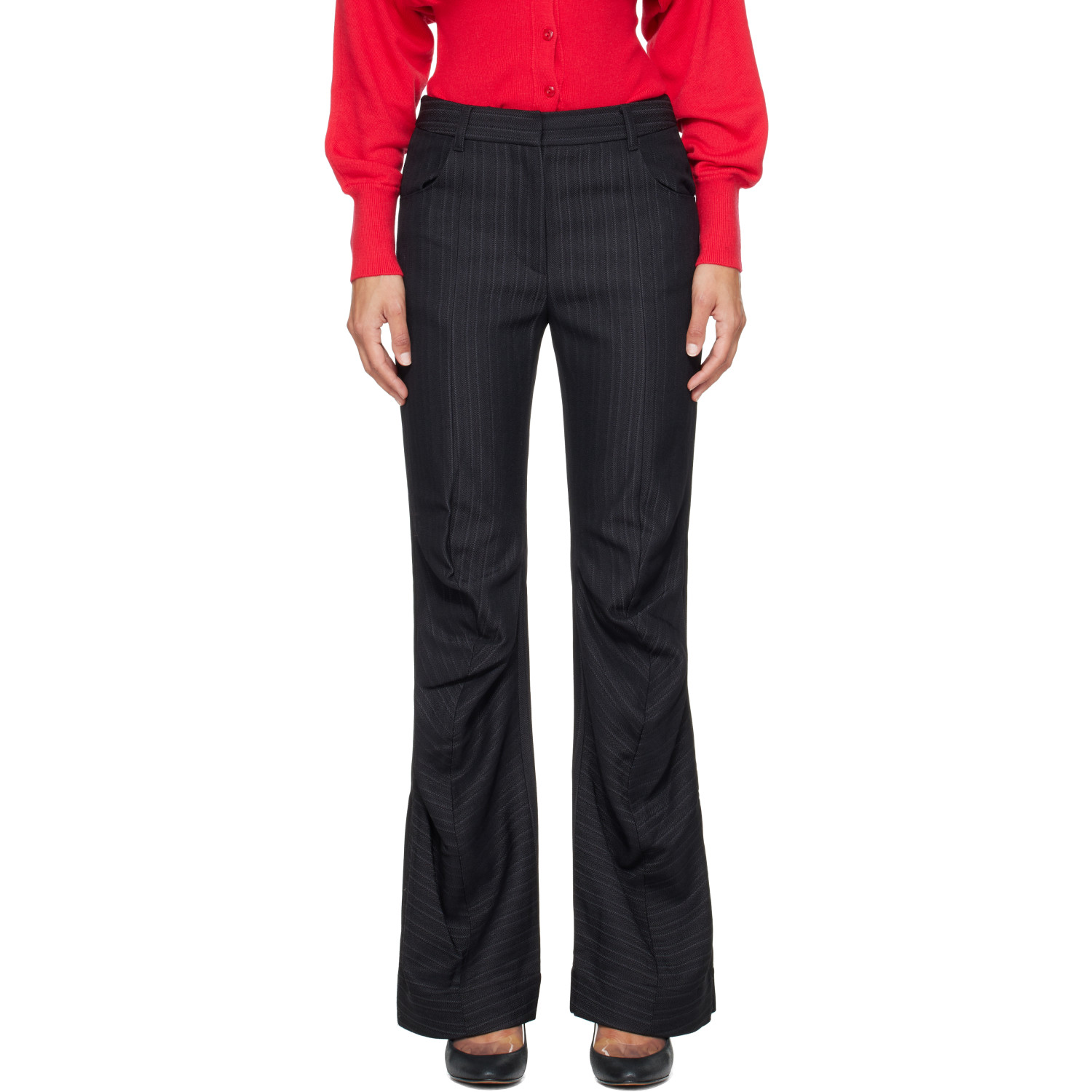 OPEN YY Black Stripe Tailored Bootcut Trousers