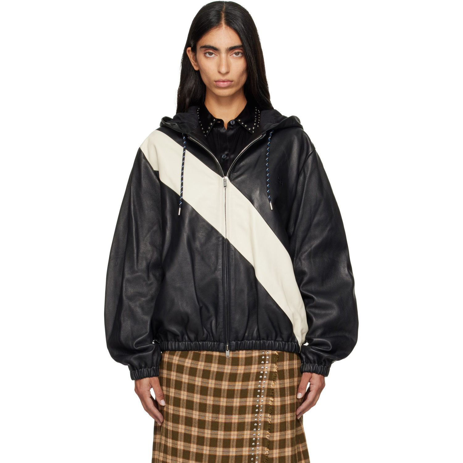 Wales Bonner Black Vista Anorak Leather Jacket
