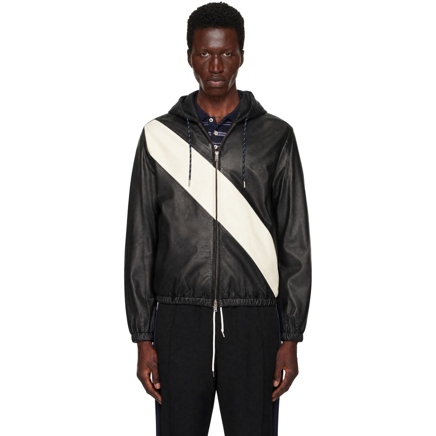Wales Bonner Black & Off-White Vista Leather Anorak