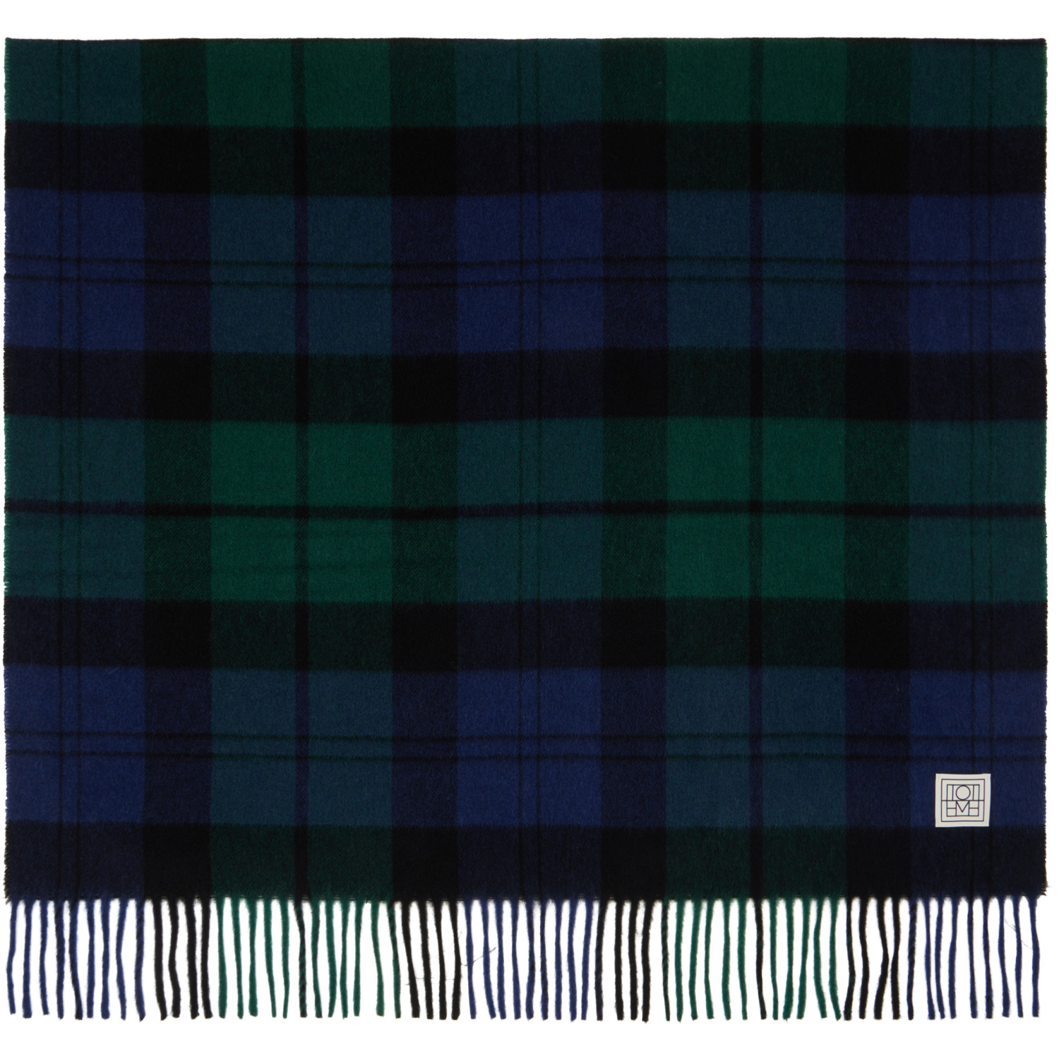 TOTEME Green & Navy Checked Cashmere Scarf