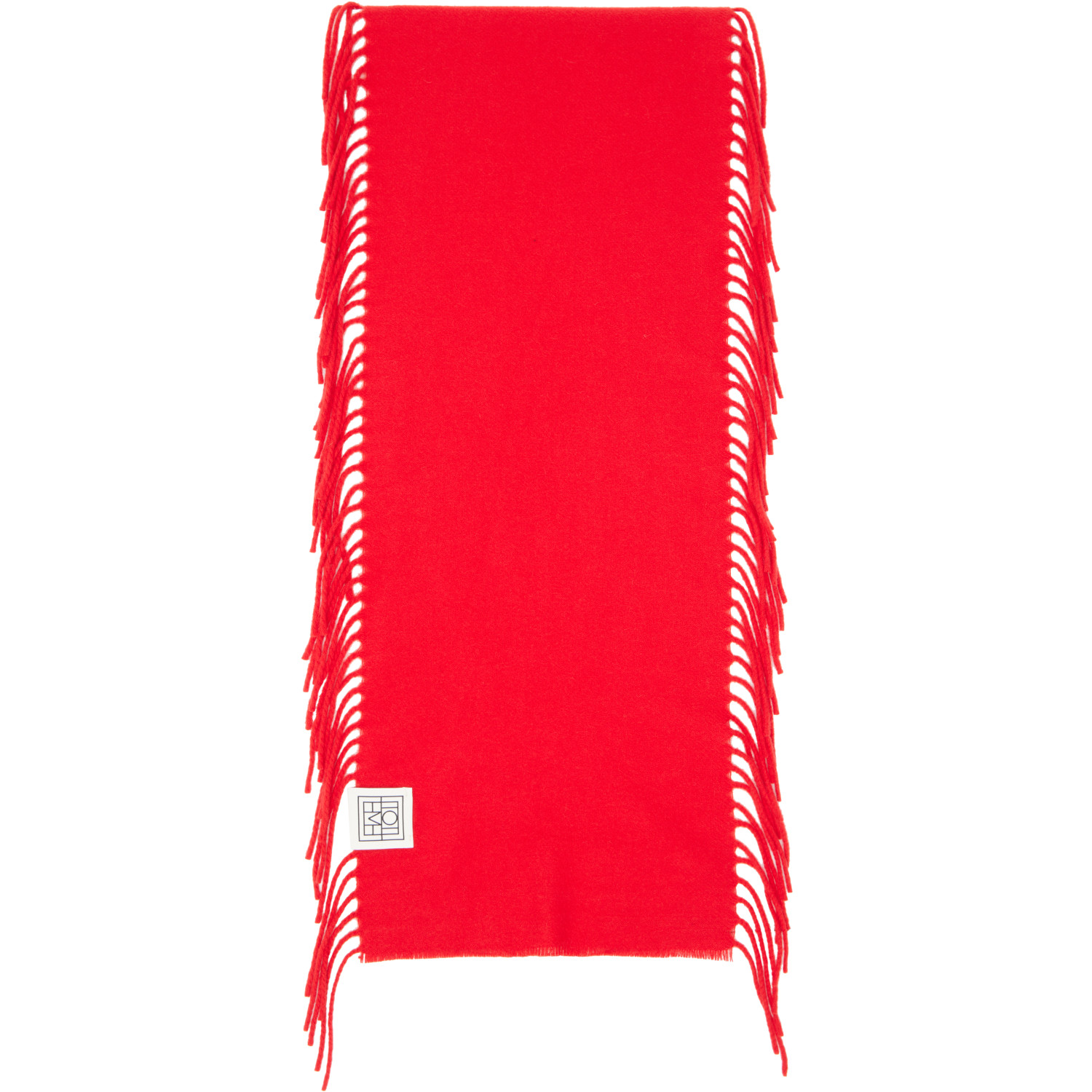 Totême Red Cashmere Tassel Scarf