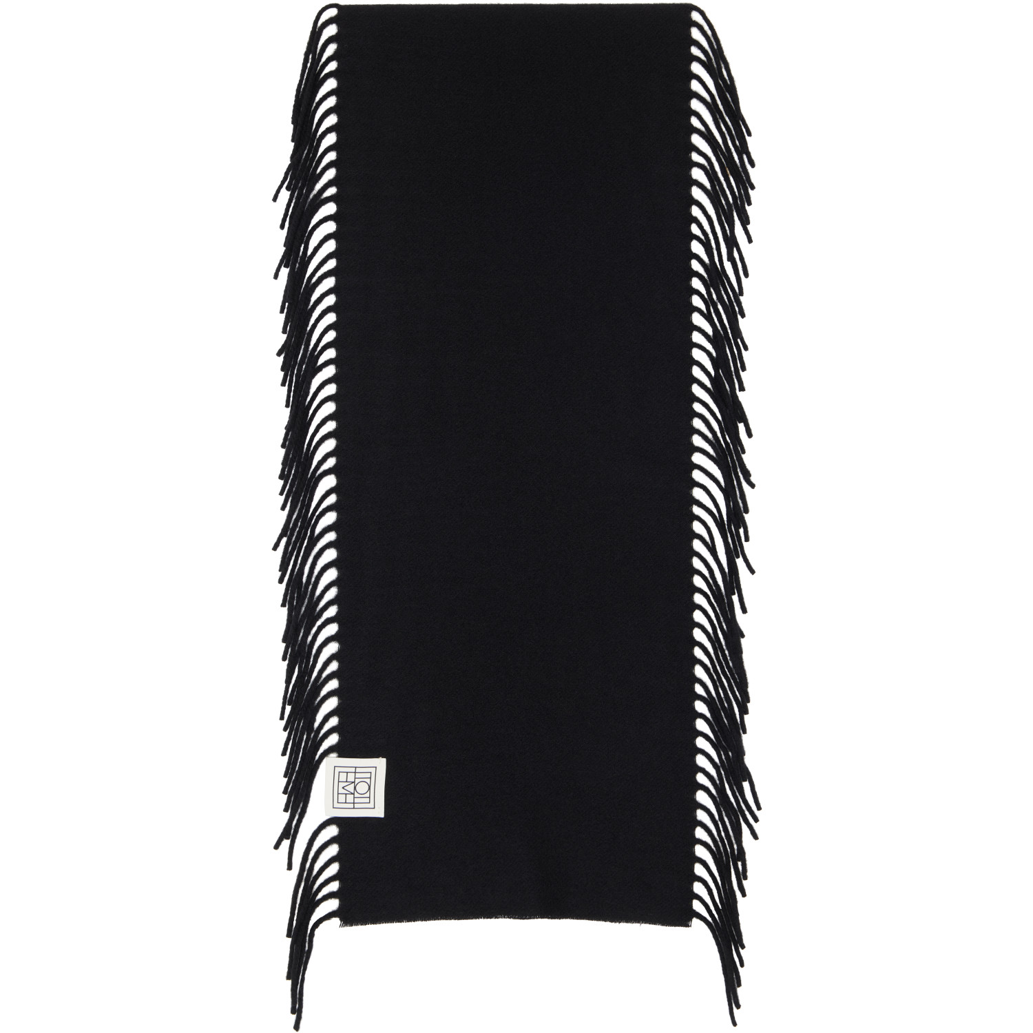 Totême Black Cashmere Tassel Scarf