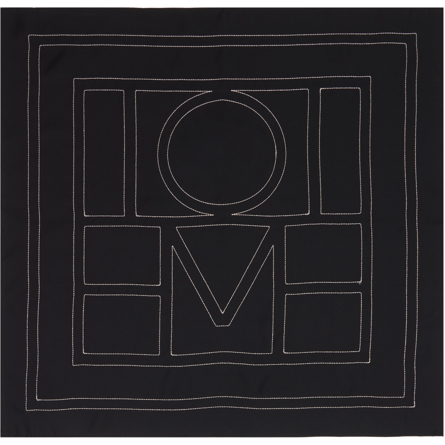 TOTEME Black Embroidered Monogram Silk Scarf