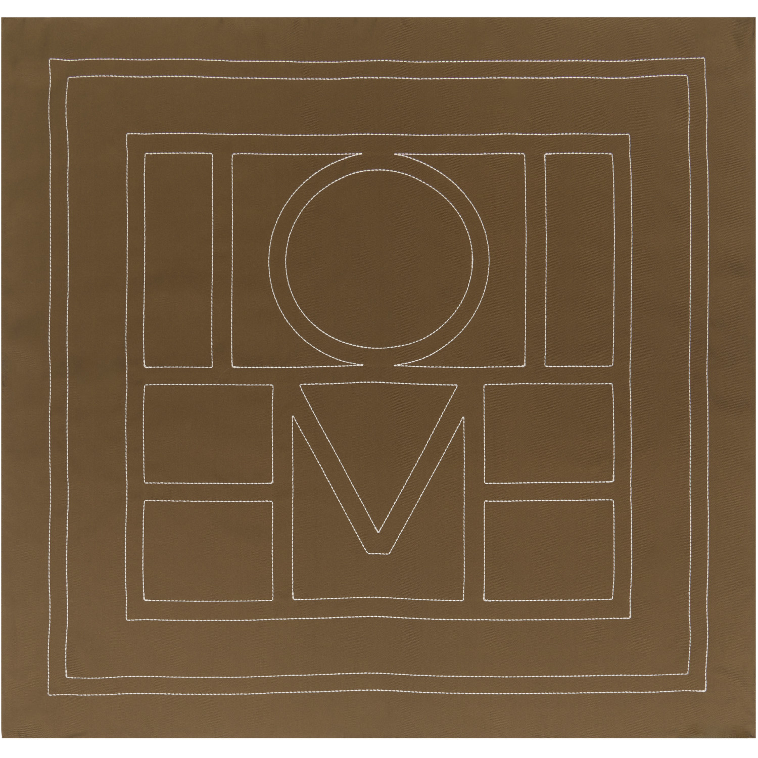 TOTEME Khaki Embroidered Monogram Silk Scarf