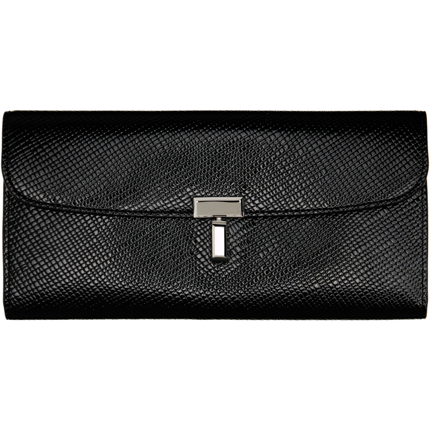 TOTEME Black T-Lock Palmellato-Patent Wallet