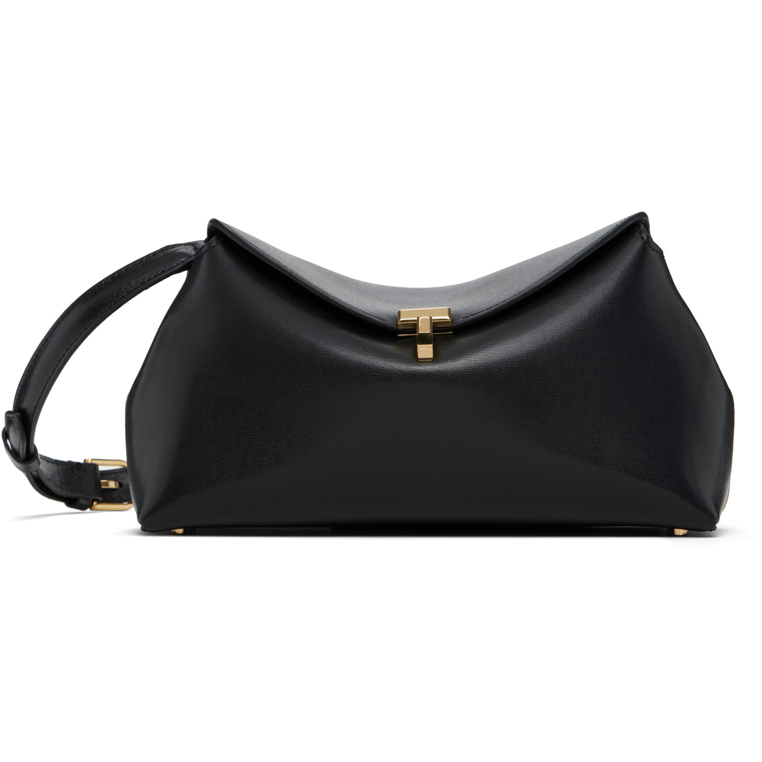 TOTEME Black T-Lock Leather Clutch