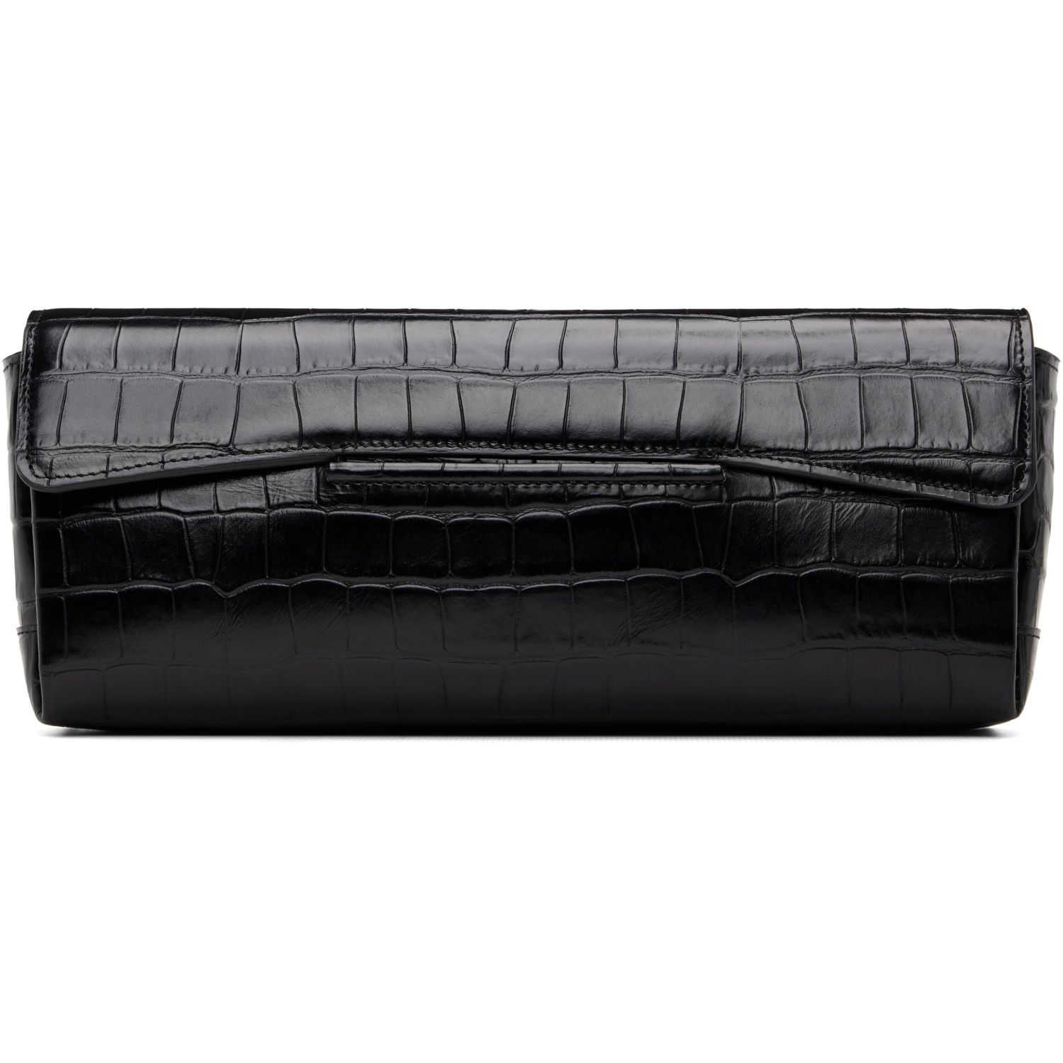 TOTEME Black Soft Croco-Embossed T Clutch