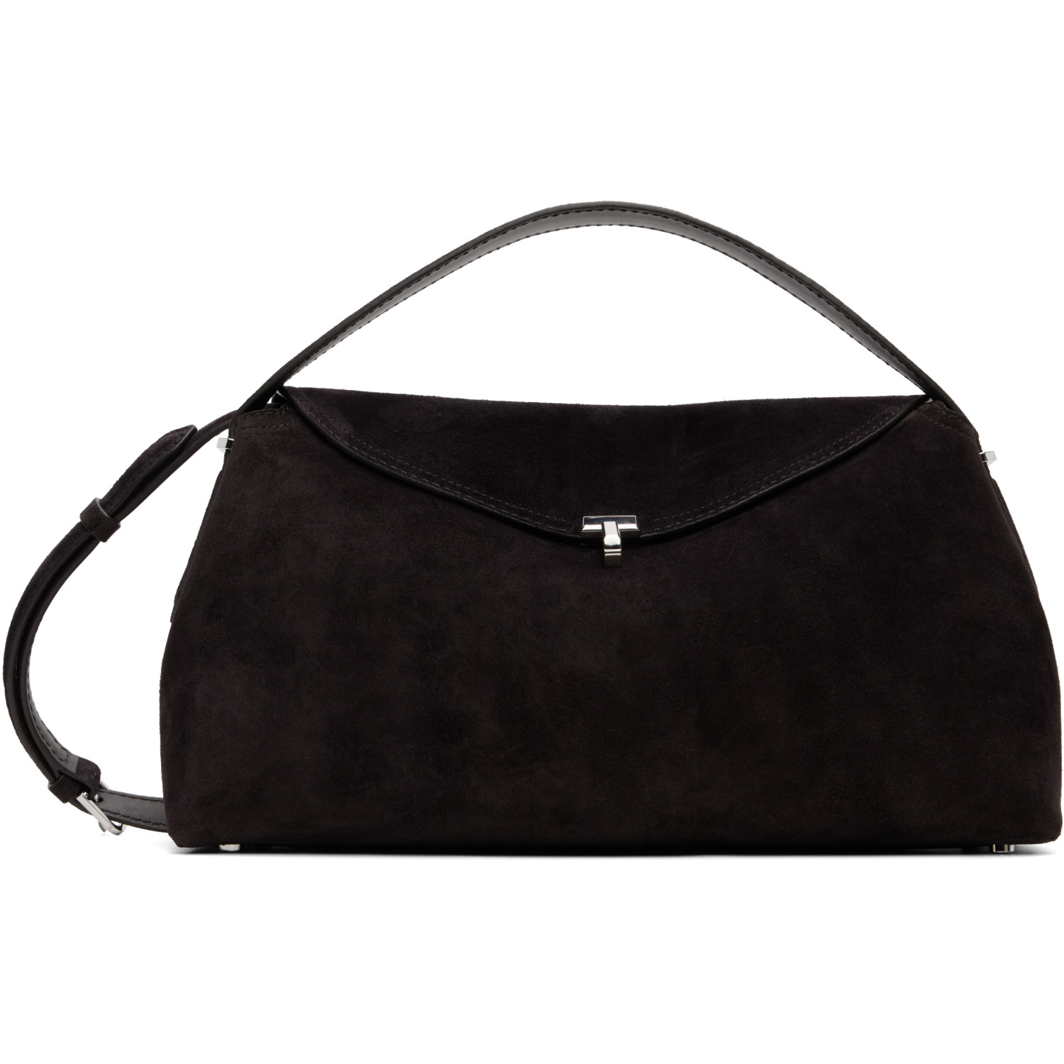 TOTEME Brown T-Lock Suede Top Handle Bag