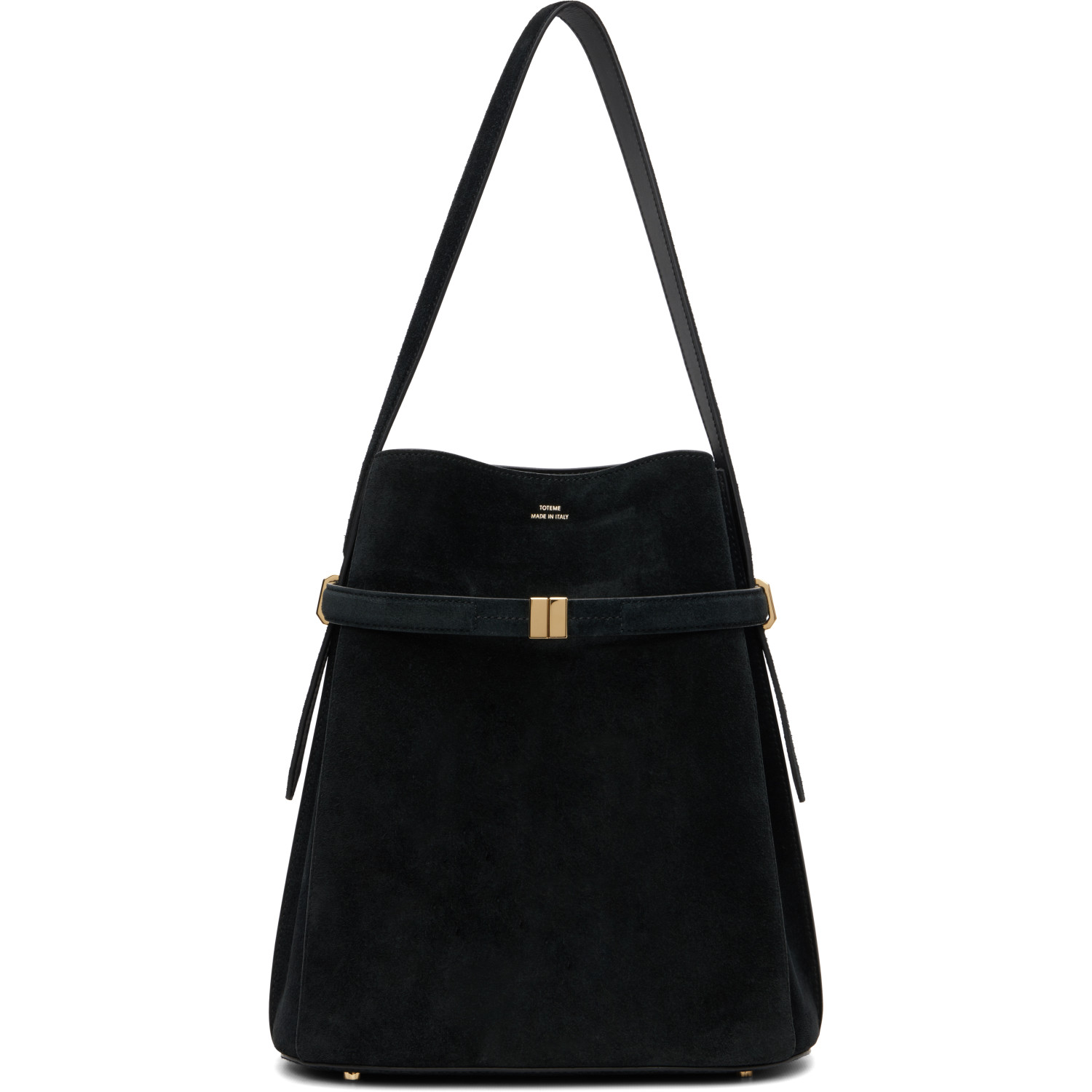 TOTEME Black Belted Suede Bucket Bag