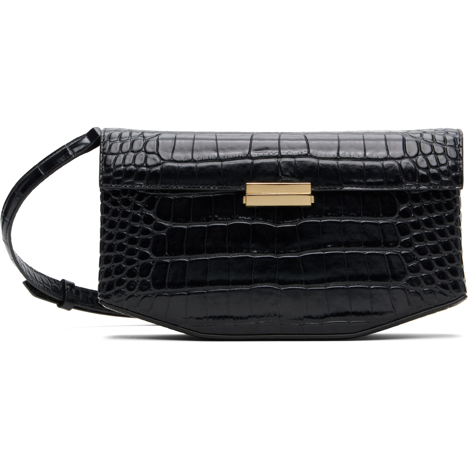 TOTEME Black Clip Croco-Embossed Bag