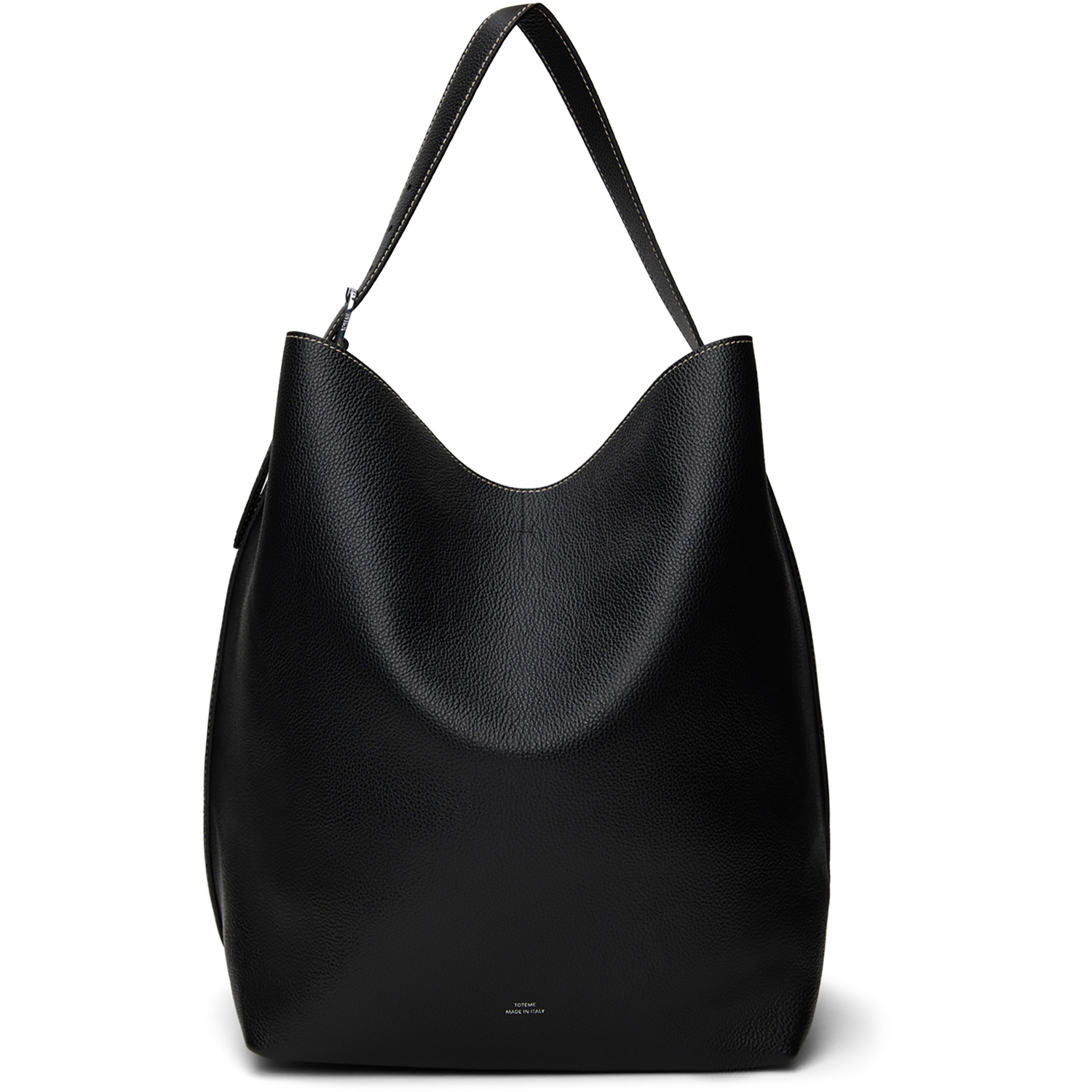 TOTEME Black Belted Grained Leather Tote