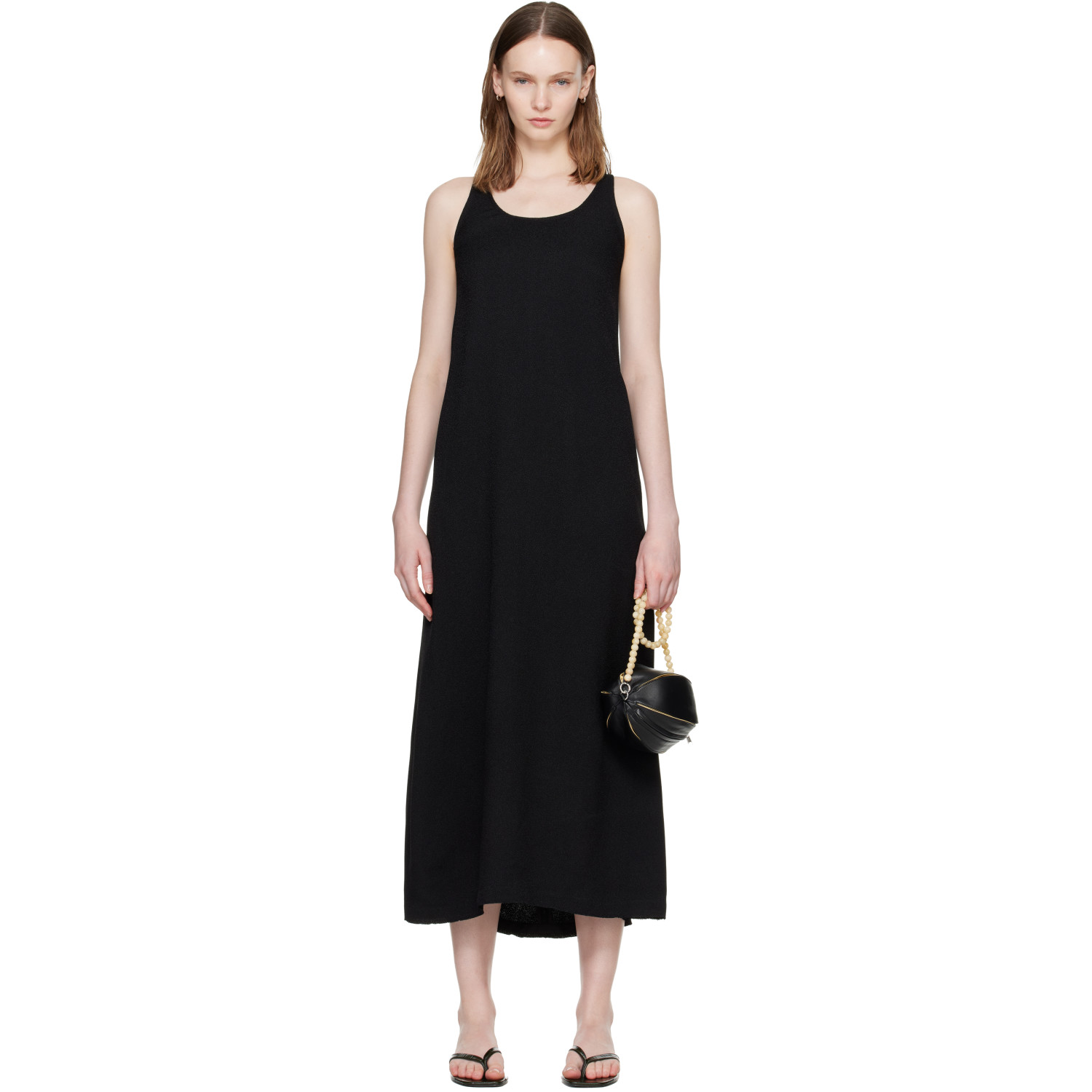 TOTEME Black Scoop-Neck Sablé Maxi Dress