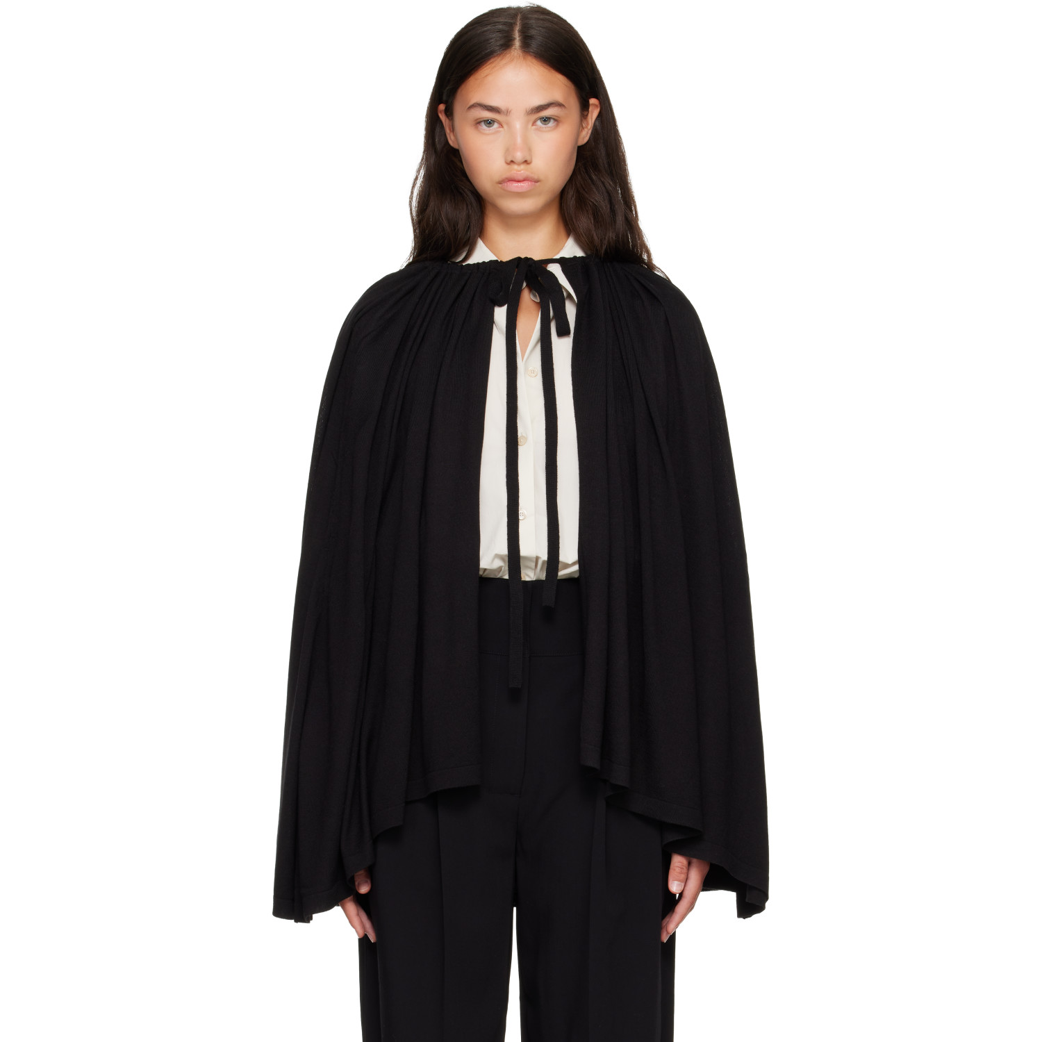 TOTEME Black Drawstring Cape