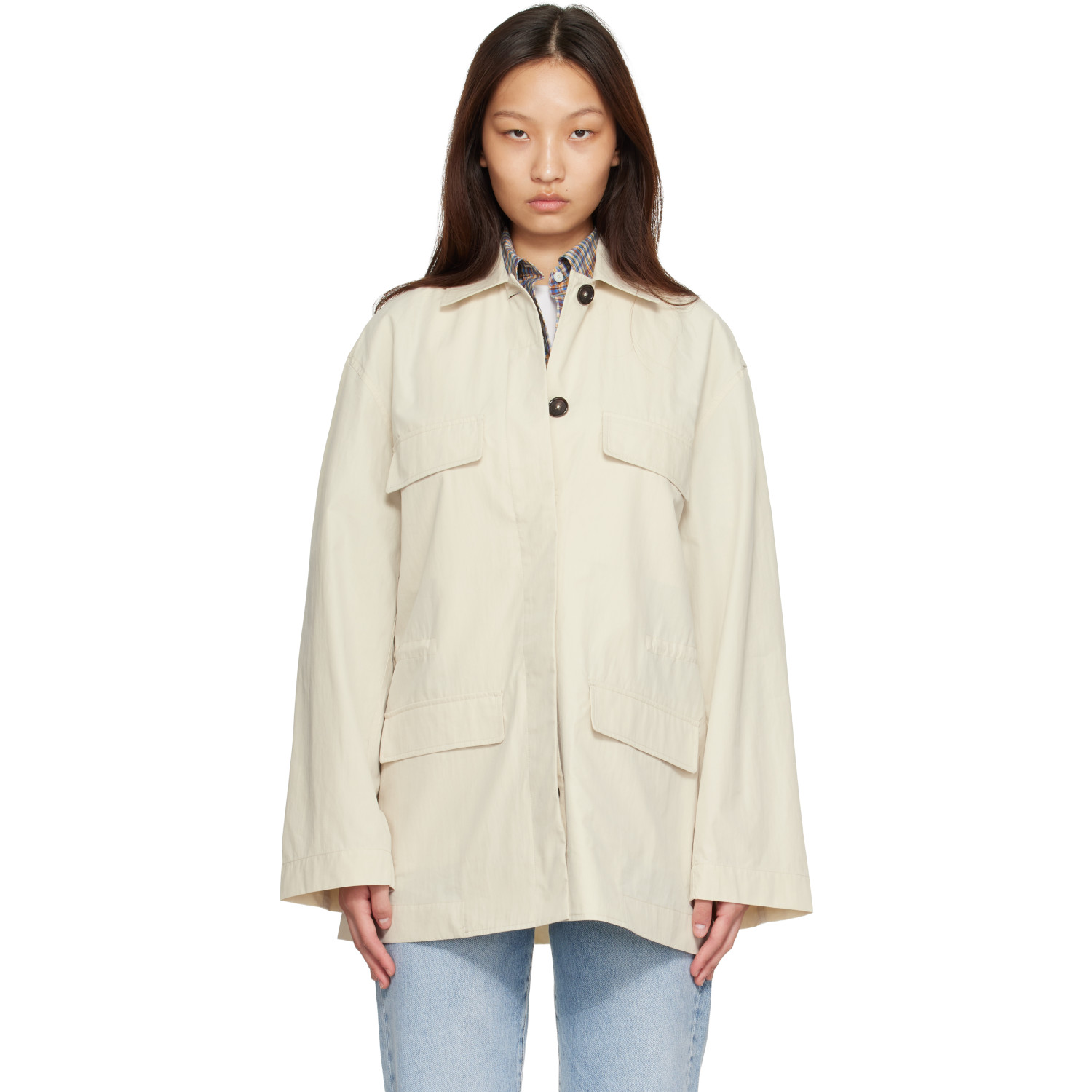 TOTEME Off-White Collared Drawstring Jacket
