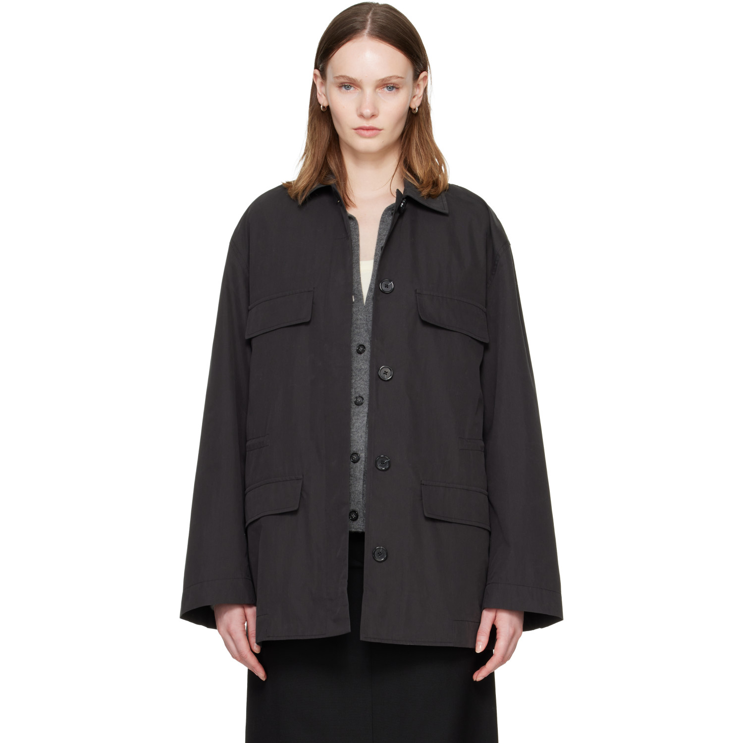 TOTEME Black Collared Drawstring Jacket