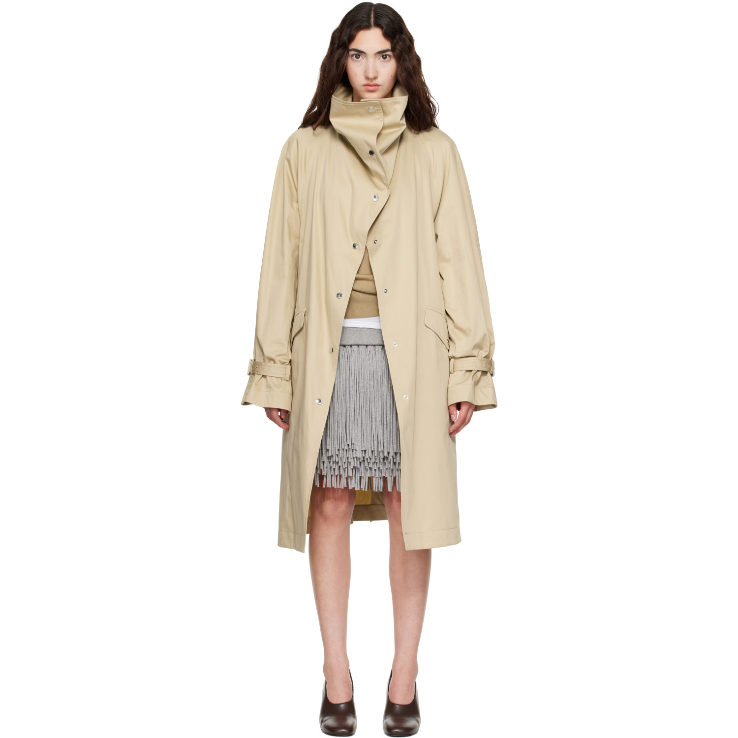 TOTEME Beige Oversized Cotton Trench Coat