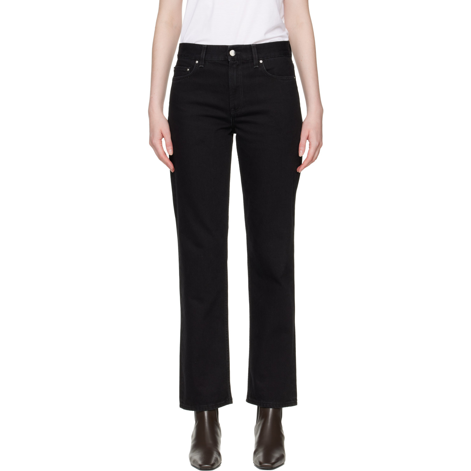 TOTEME Black Low Straight Jeans