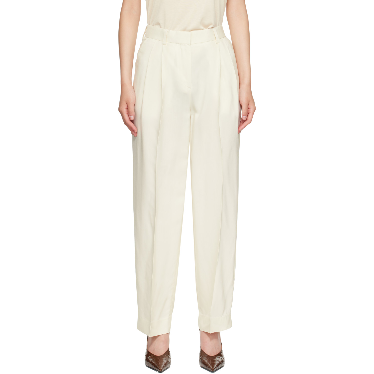 TOTEME Off-White Double-Pleat Fluid Trousers