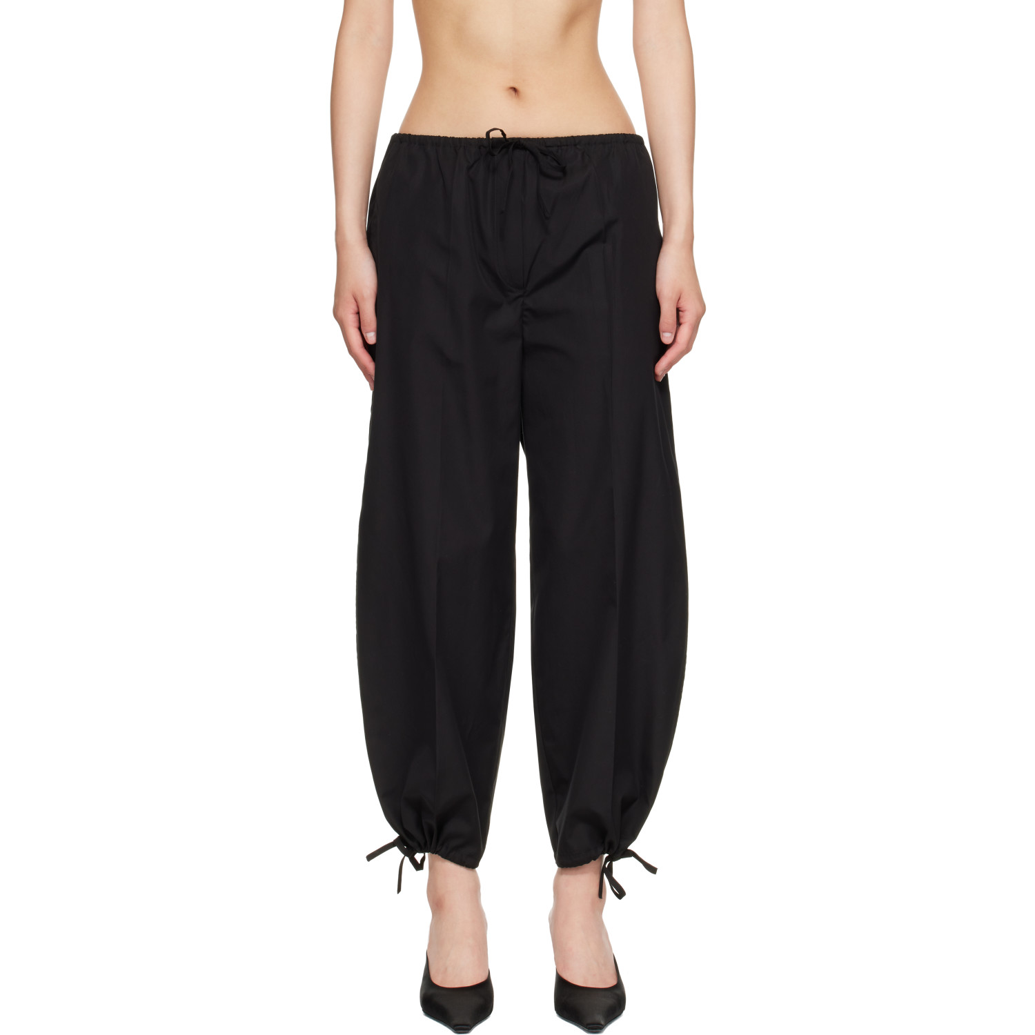 TOTEME Black Drawstring Cotton Trousers