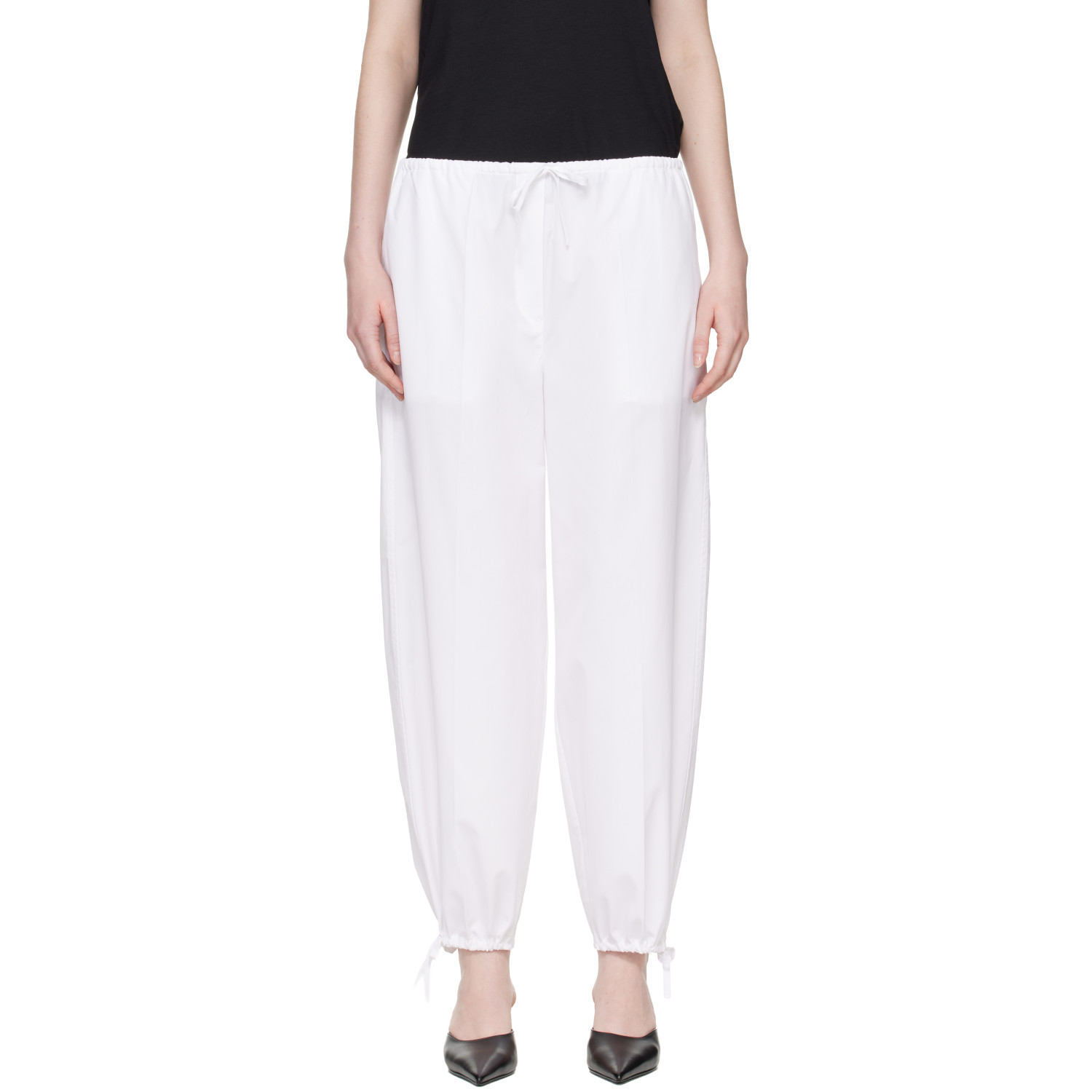 TOTEME White Drawstring Cotton Trousers